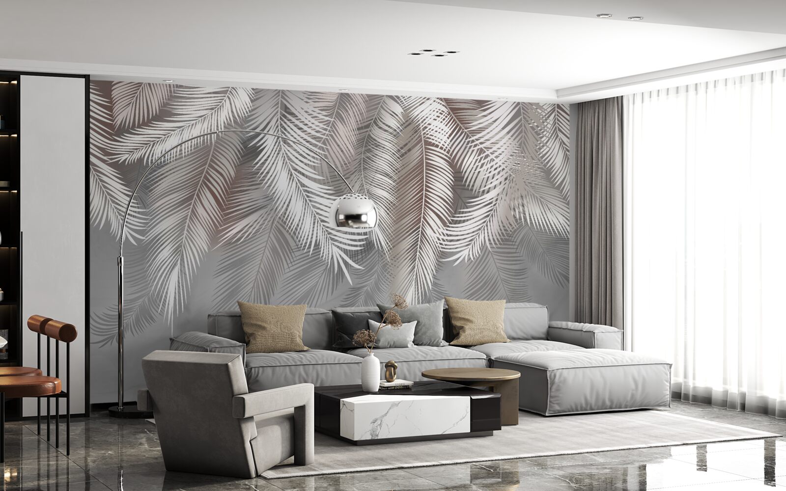 Fotobehang de balk op de achtergrond is grijs