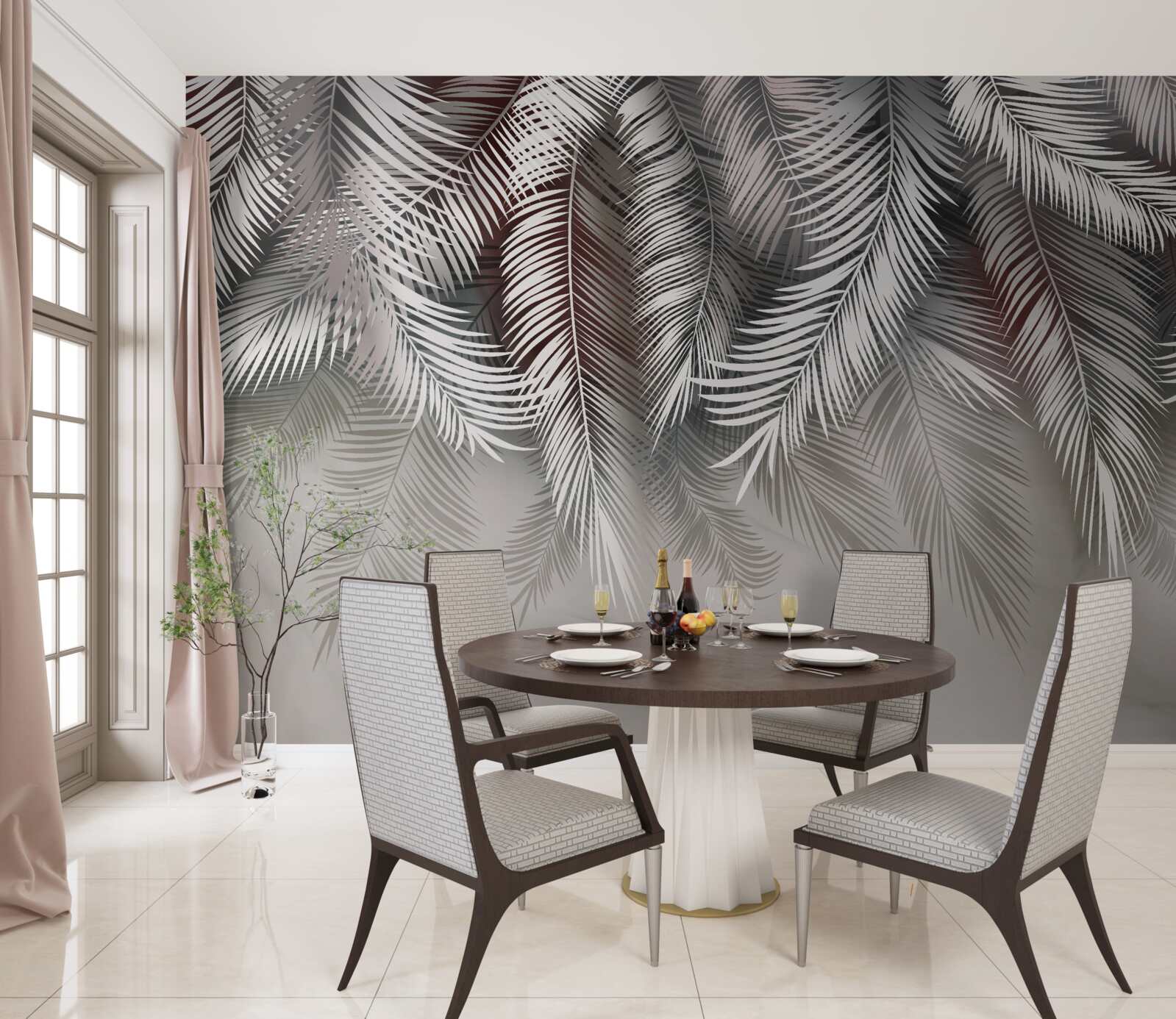 Fotobehang omgekeerde palmbladeren