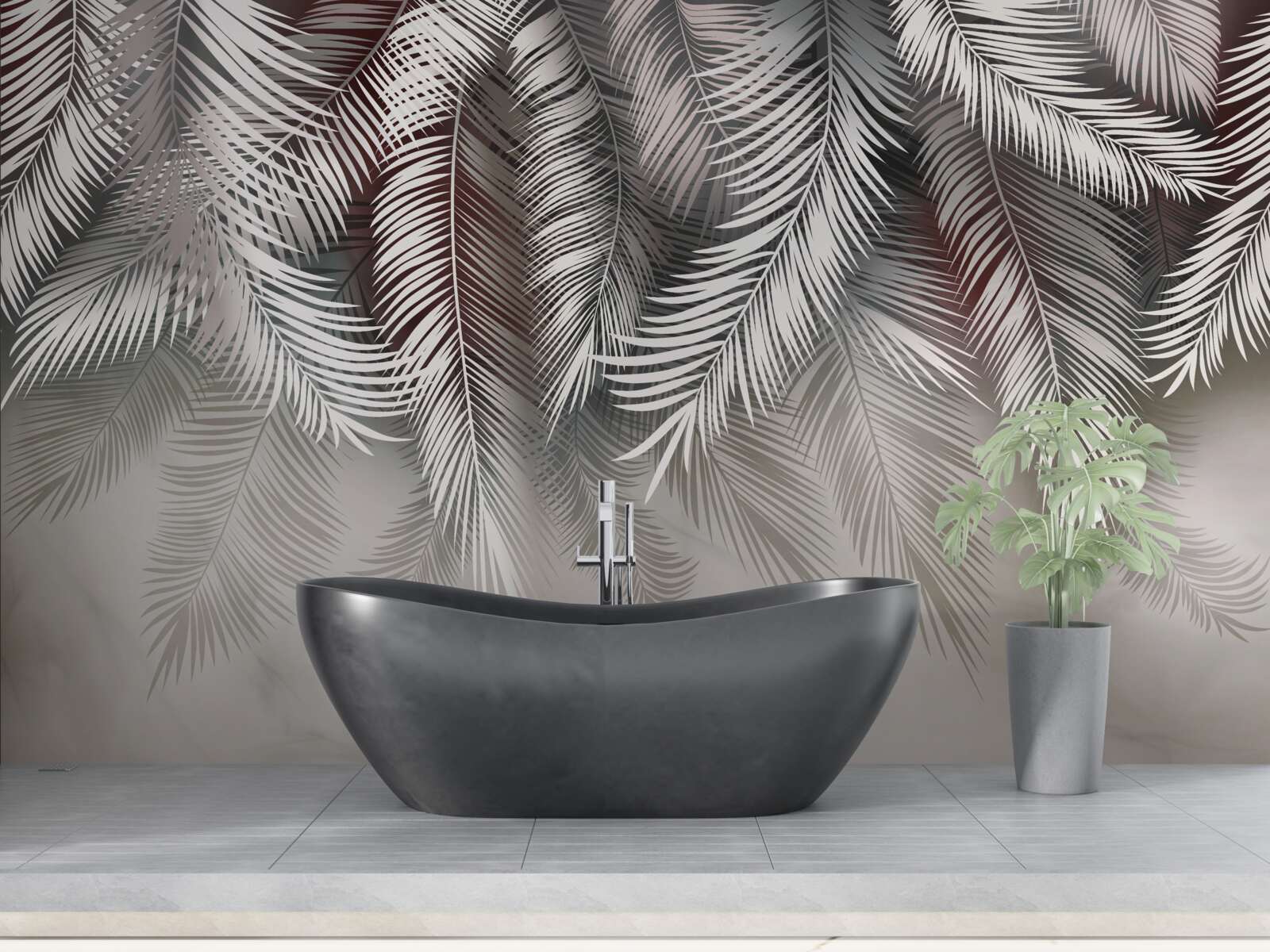 Fotobehang omgekeerde palmbladeren