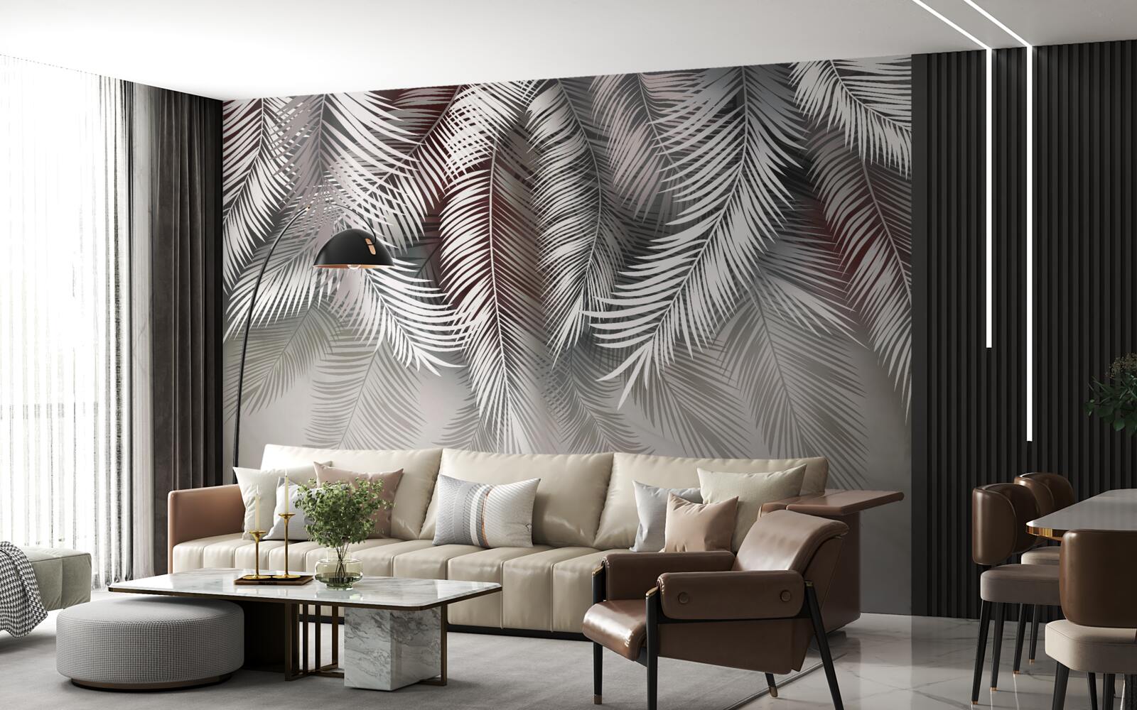 Fotobehang omgekeerde palmbladeren