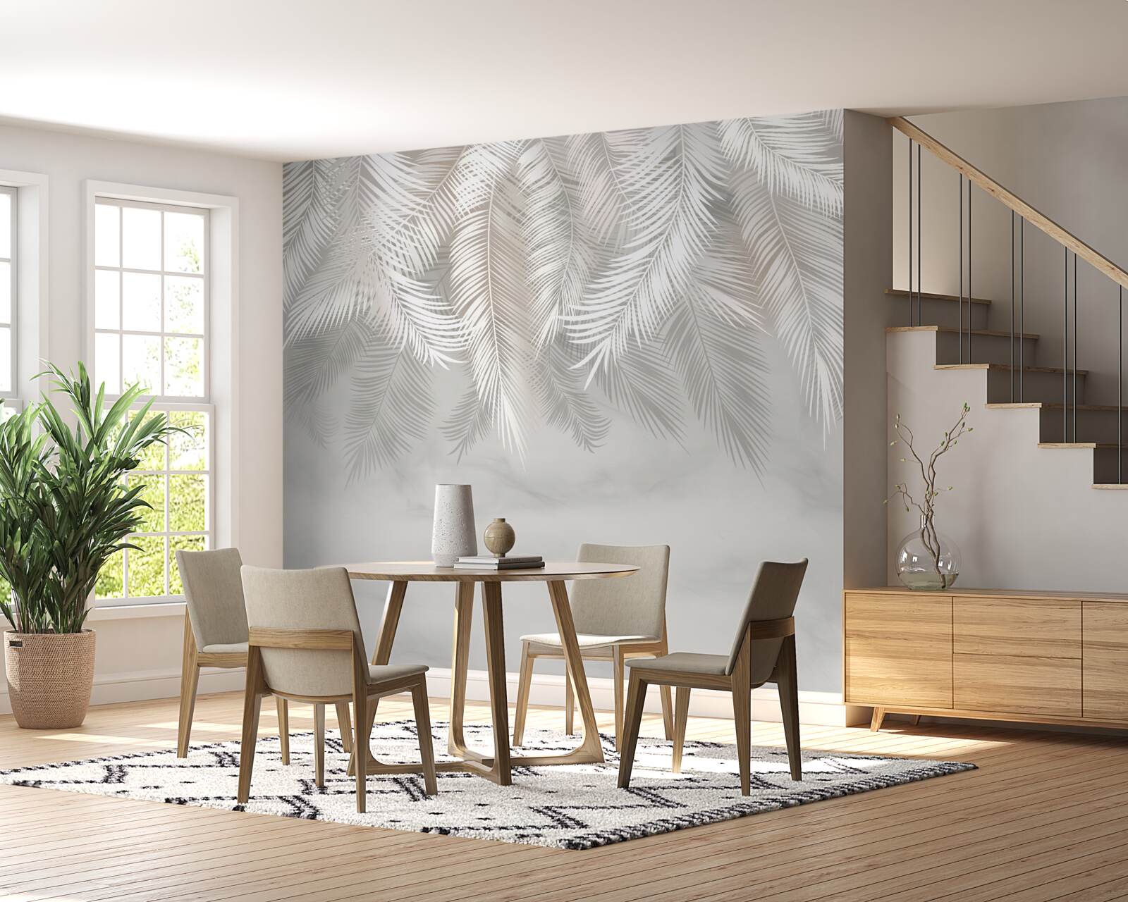 Fotobehang palmbladeren in het donker