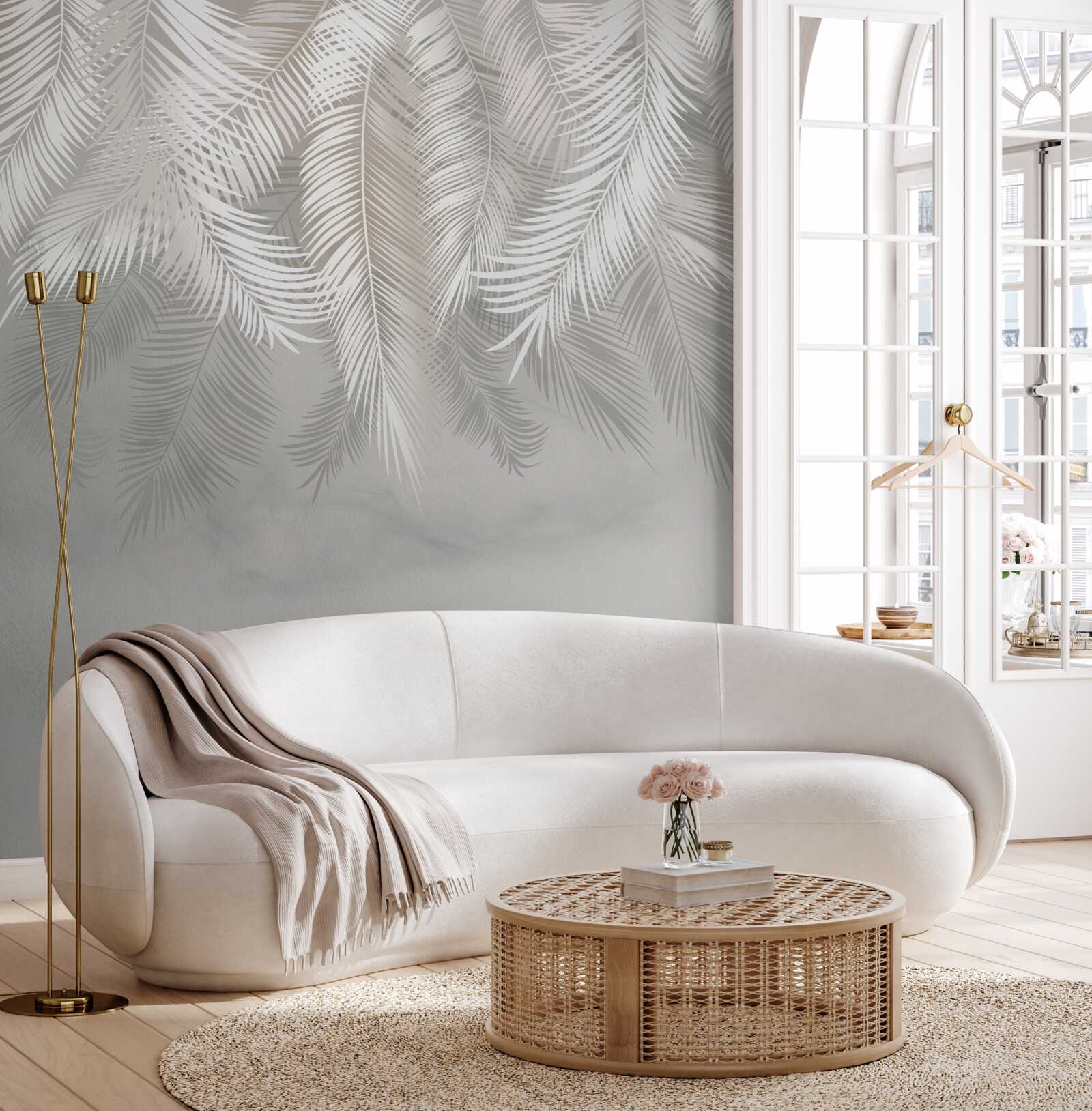 Fotobehang palmbladeren in het donker