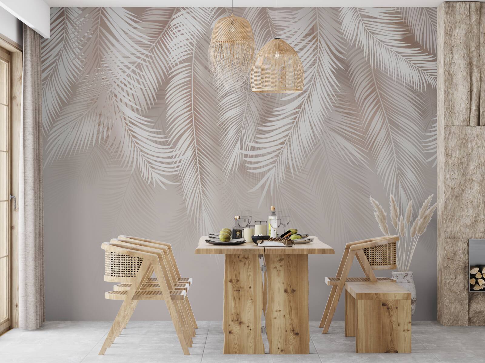 Fotobehang zachtroze veren