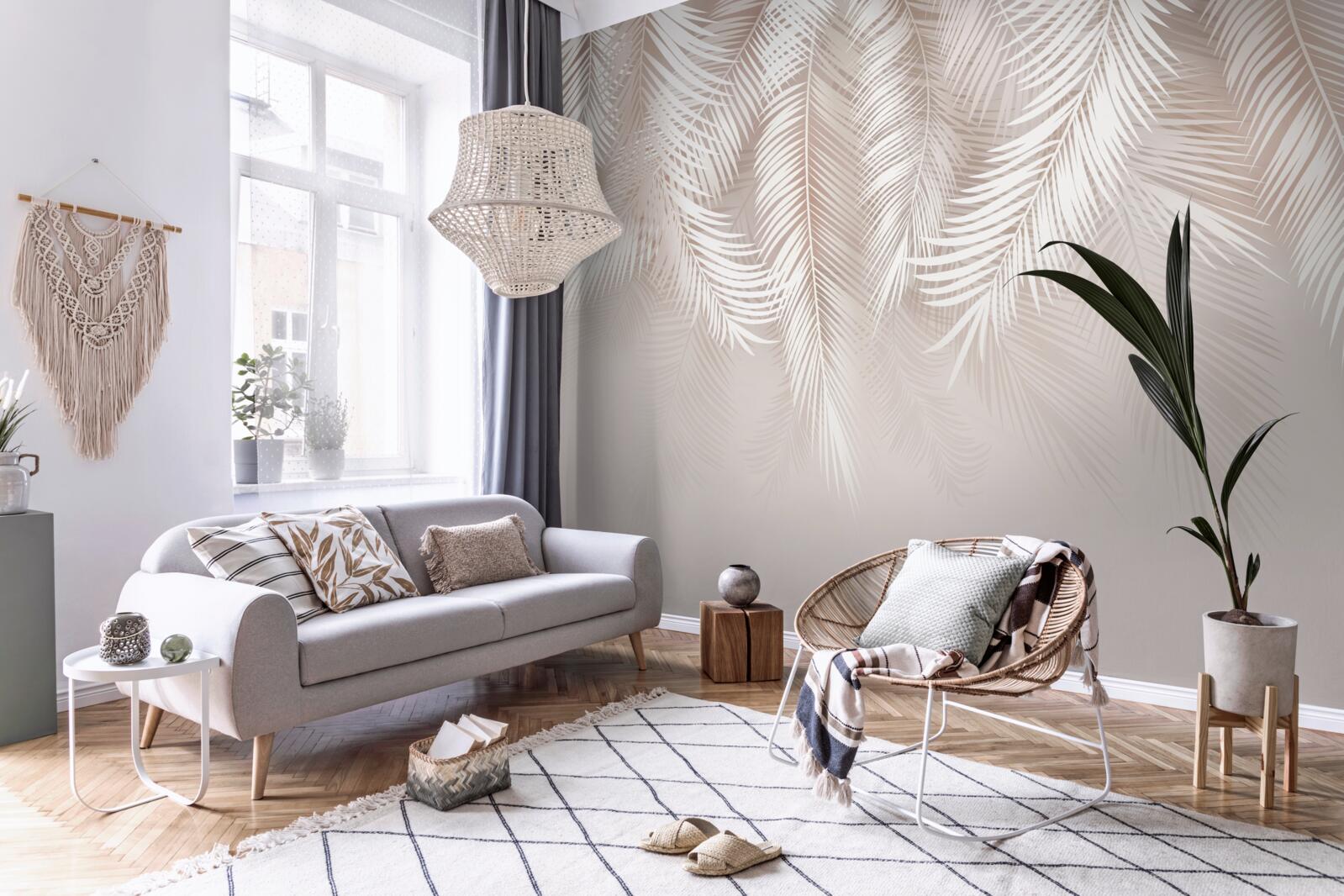 Fotobehang zachtroze veren