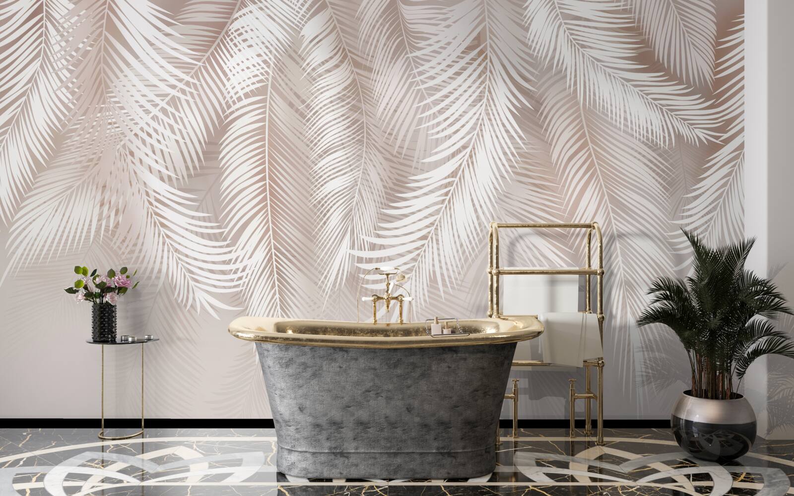 Fotobehang zachtroze veren