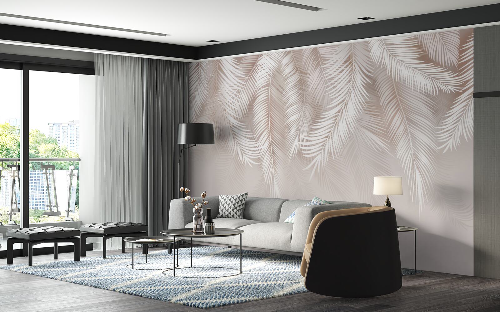 Fotobehang zachtroze veren