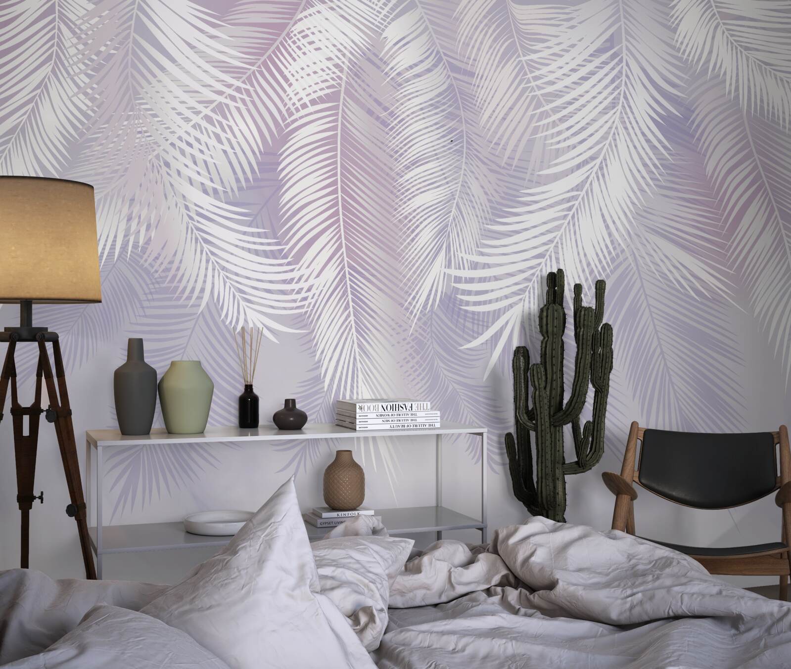 Fotobehang tropische bladeren die vallen