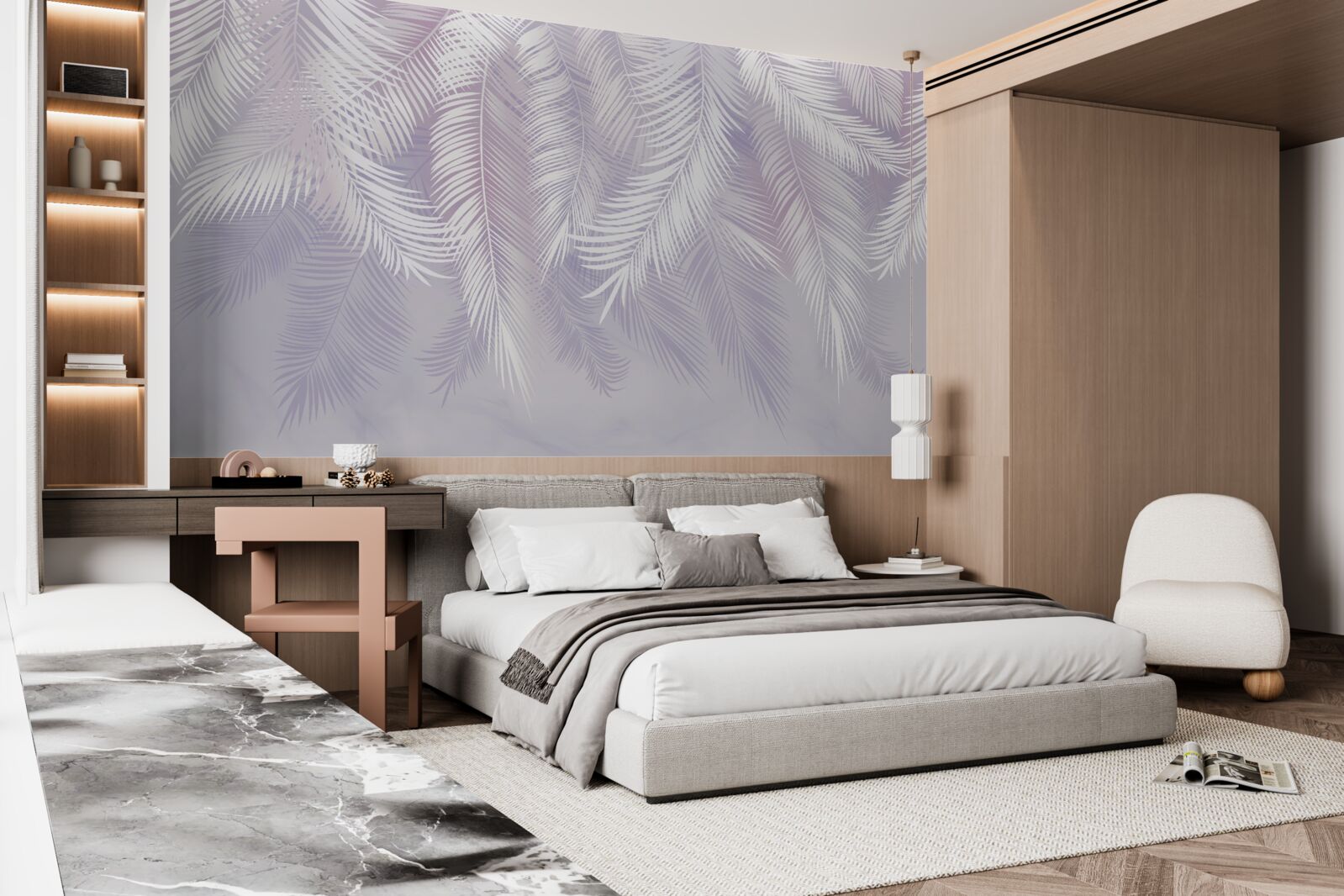 Fotobehang tropische bladeren die vallen