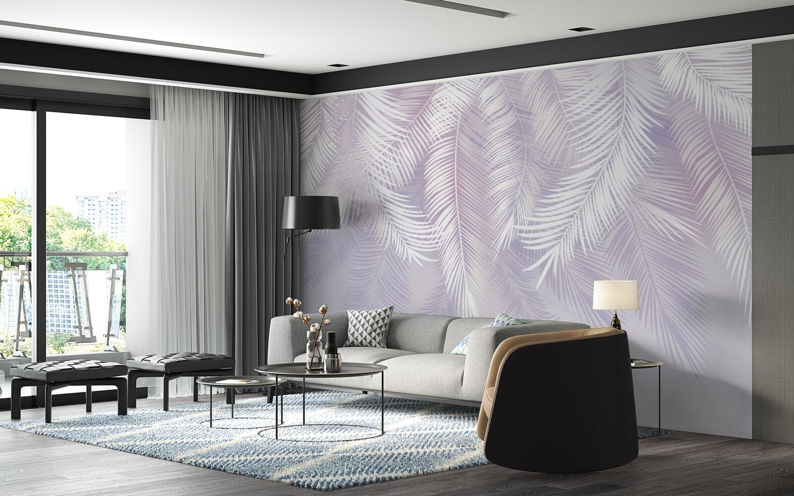 Fotobehang tropische bladeren die vallen