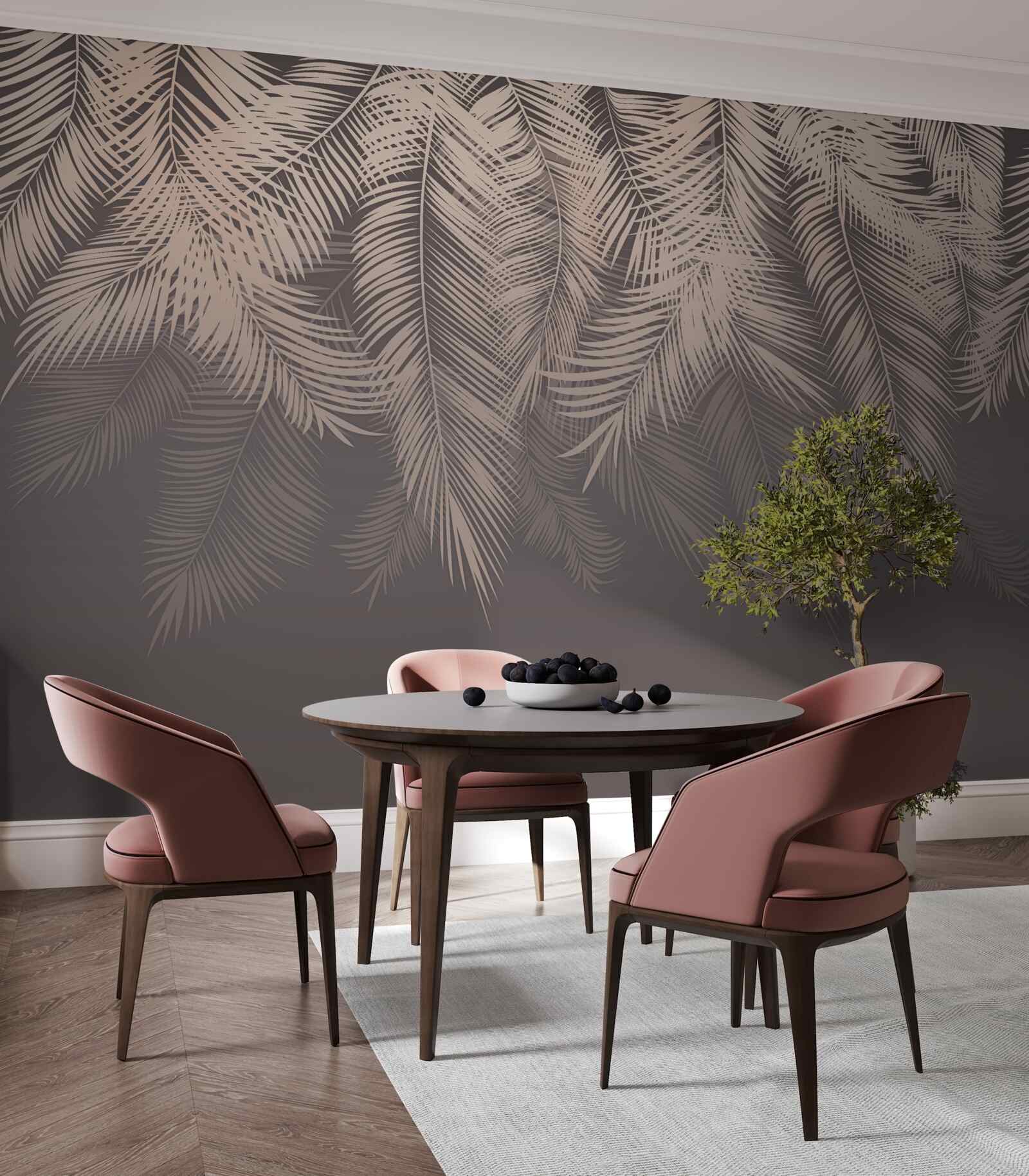 Fotobehang gouden palmbladeren