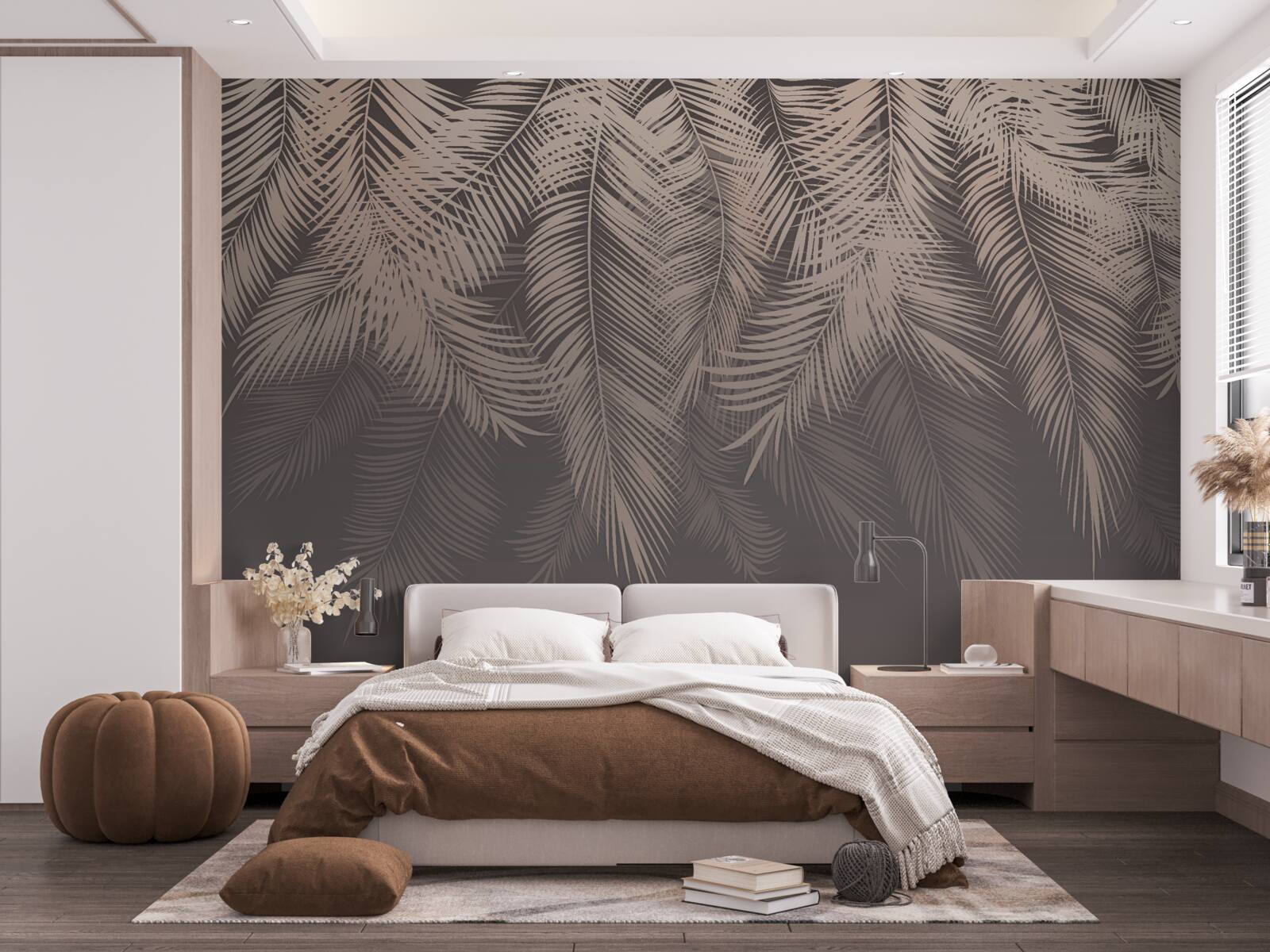 Fotobehang gouden palmbladeren