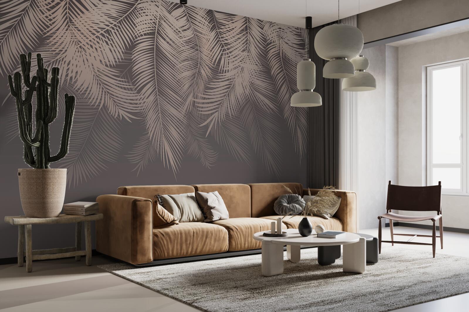 Fotobehang gouden palmbladeren