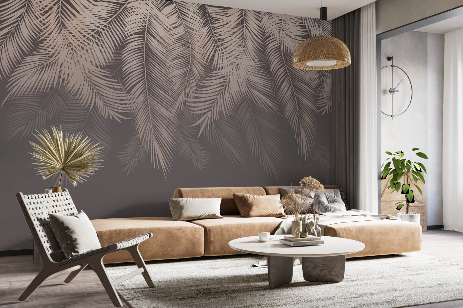 Fotobehang gouden palmbladeren