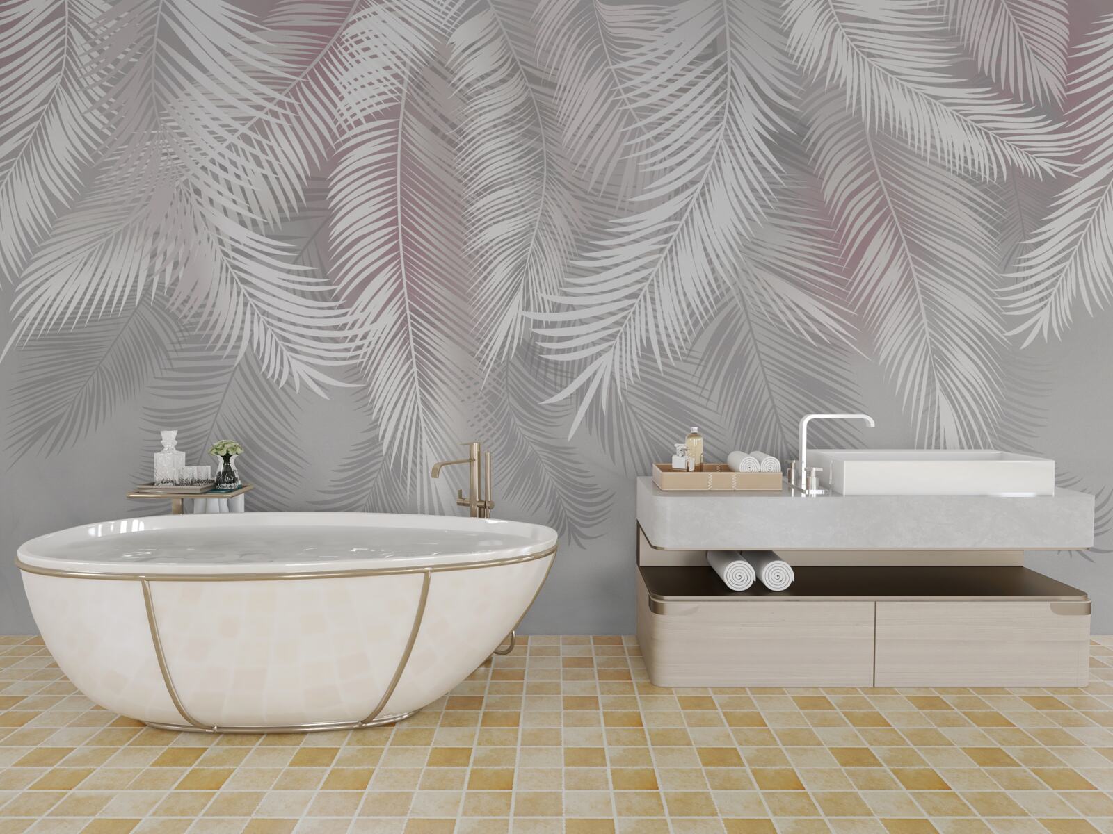 Fotobehang heldere bladeren op een donkere achtergrond