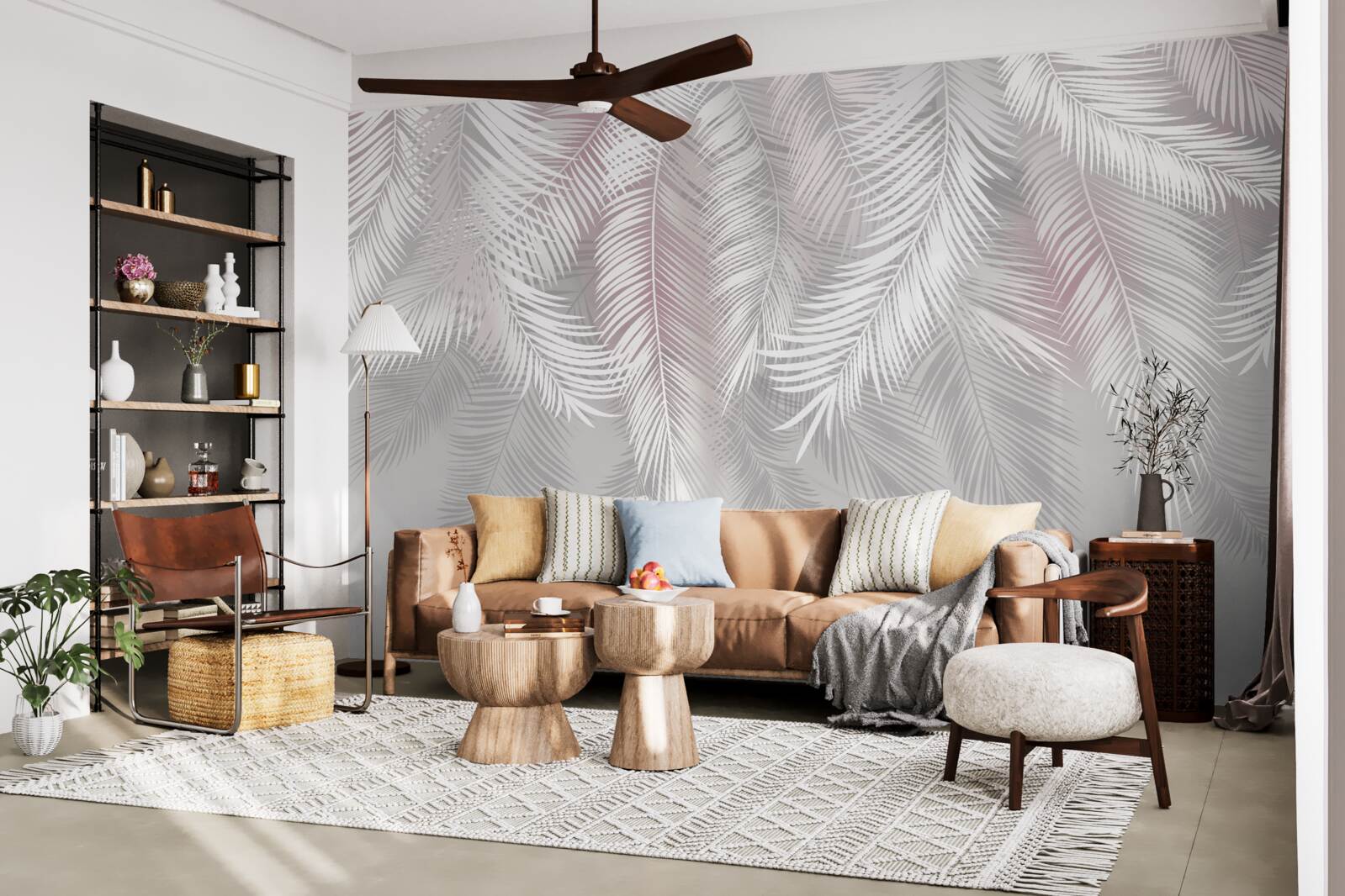 Fotobehang heldere bladeren op een donkere achtergrond