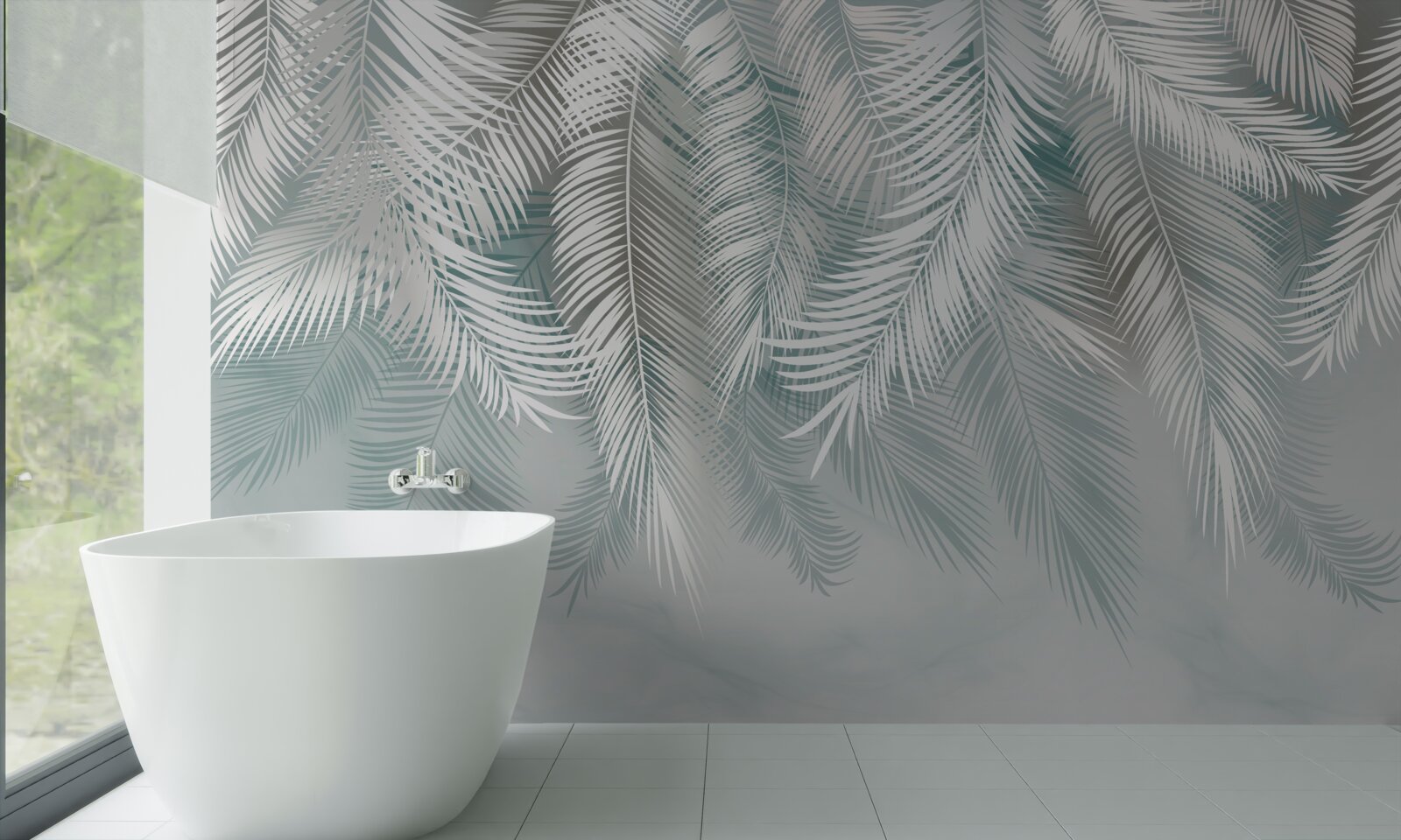 Fotobehang palmbladeren lijken op veren