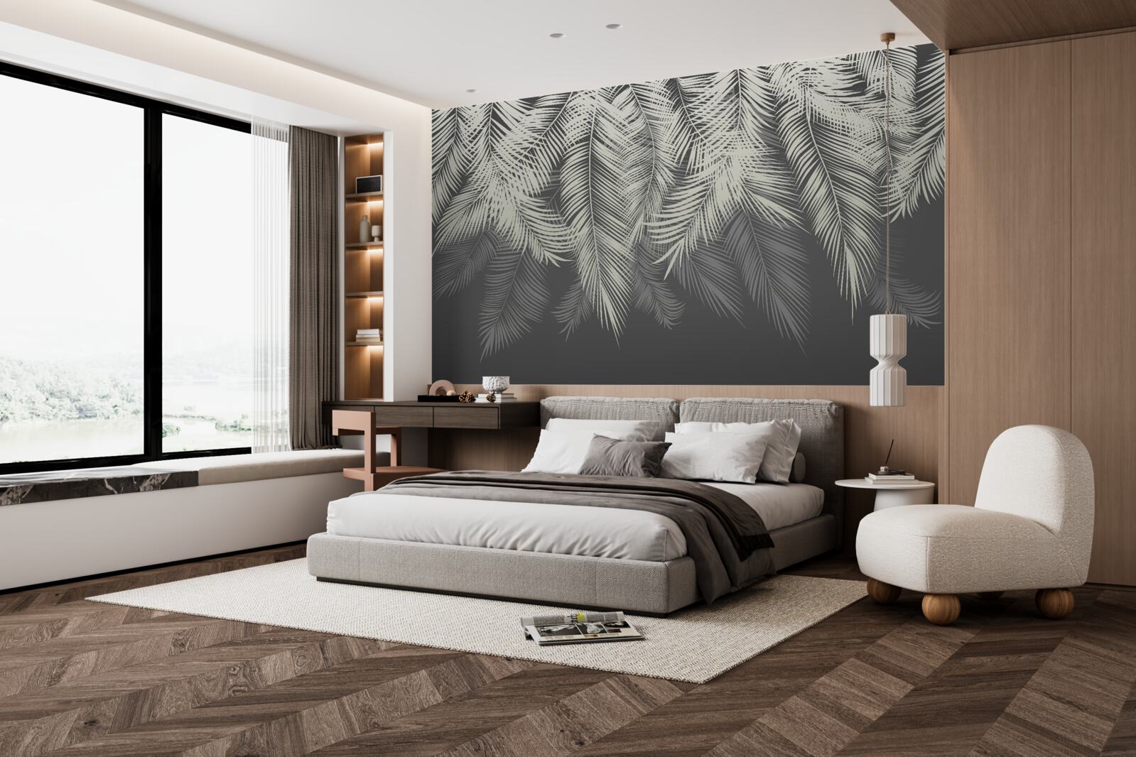 Fotobehang de varen is verdwenen in het donker van de nacht