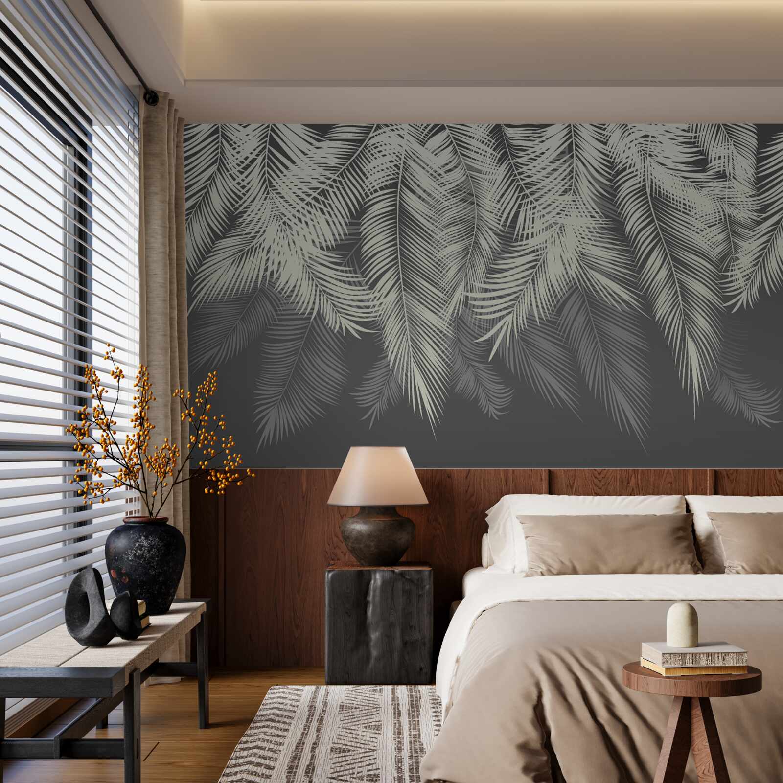 Fotobehang de varen is verdwenen in het donker van de nacht