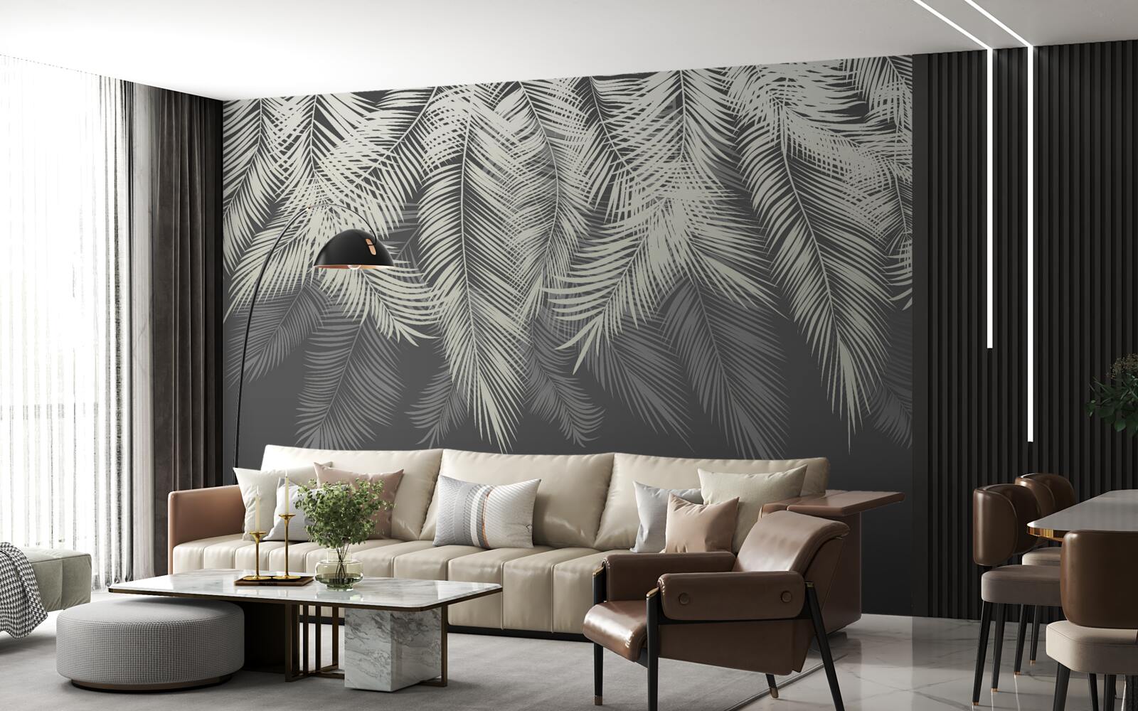 Fotobehang de varen is verdwenen in het donker van de nacht