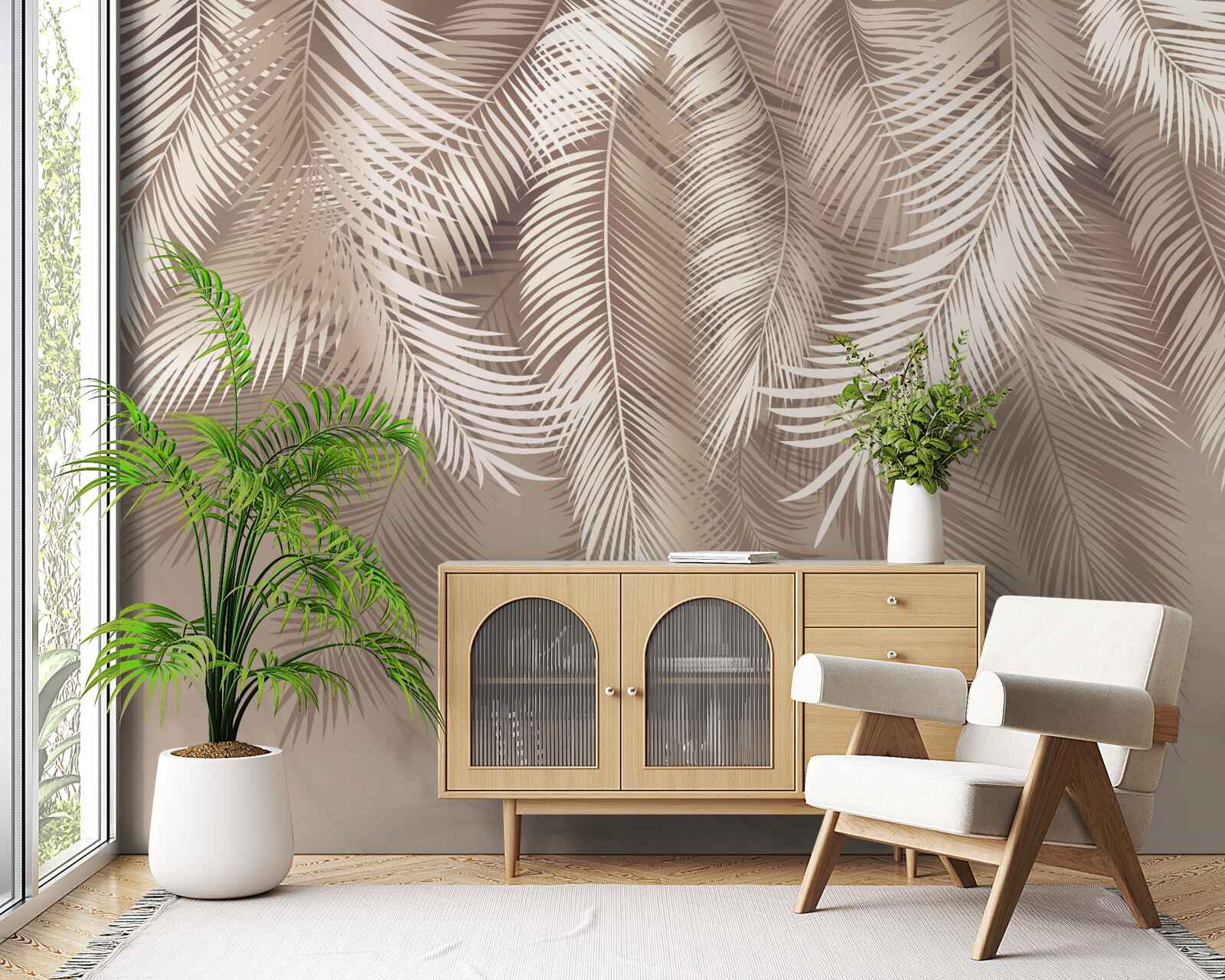 Fotobehang grote palmbladeren