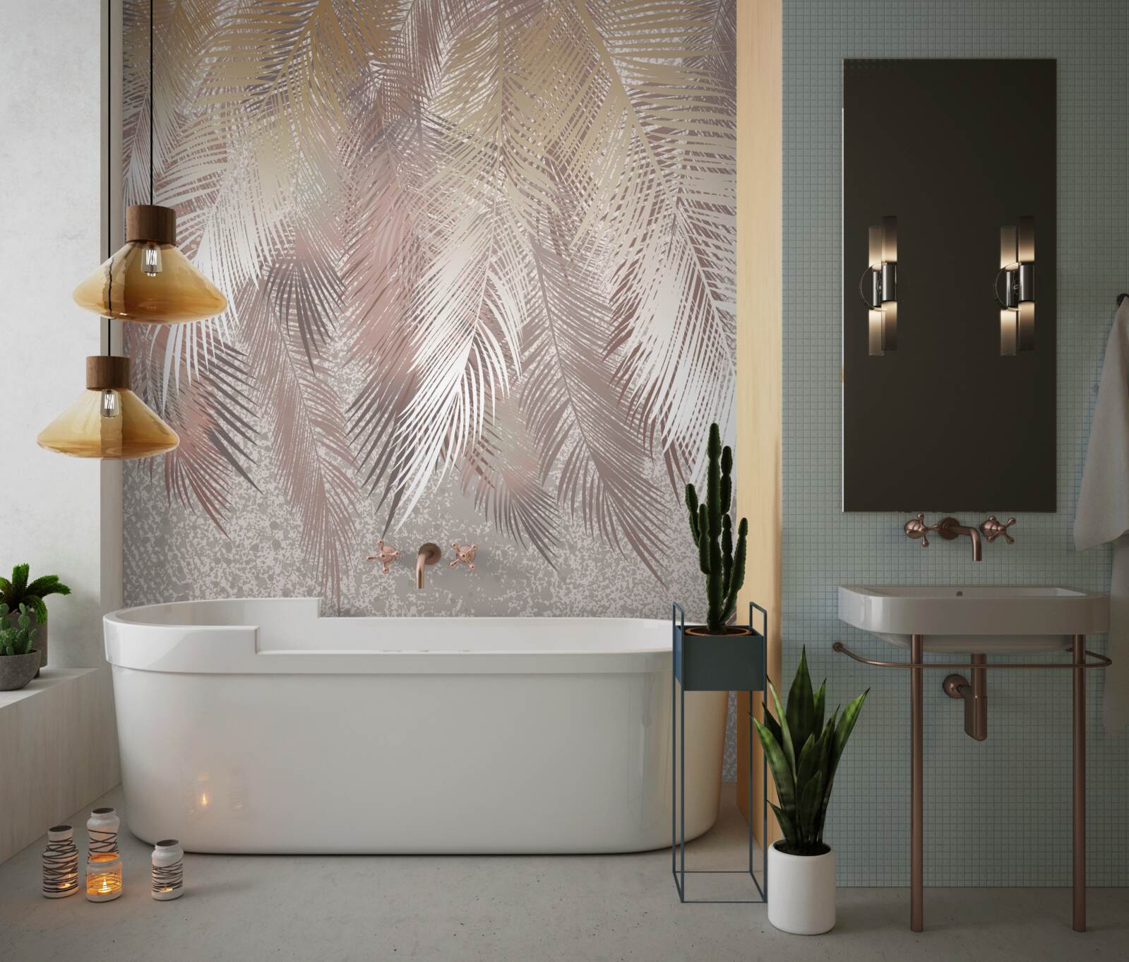 Fotobehang weelderige pluimen streven naar vocht