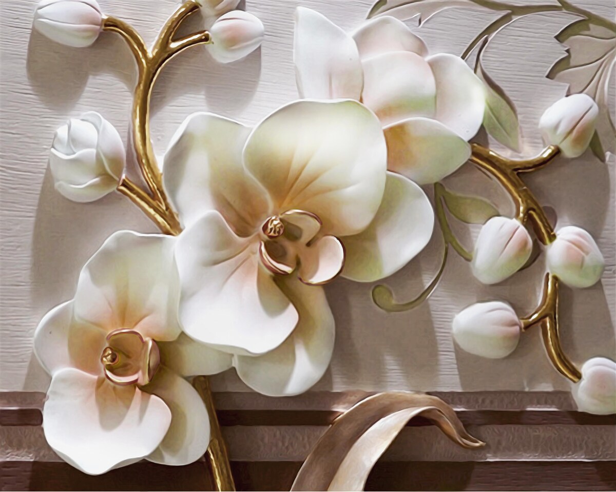 Fotobehang prachtige takken van een sneeuwwitte orchidee