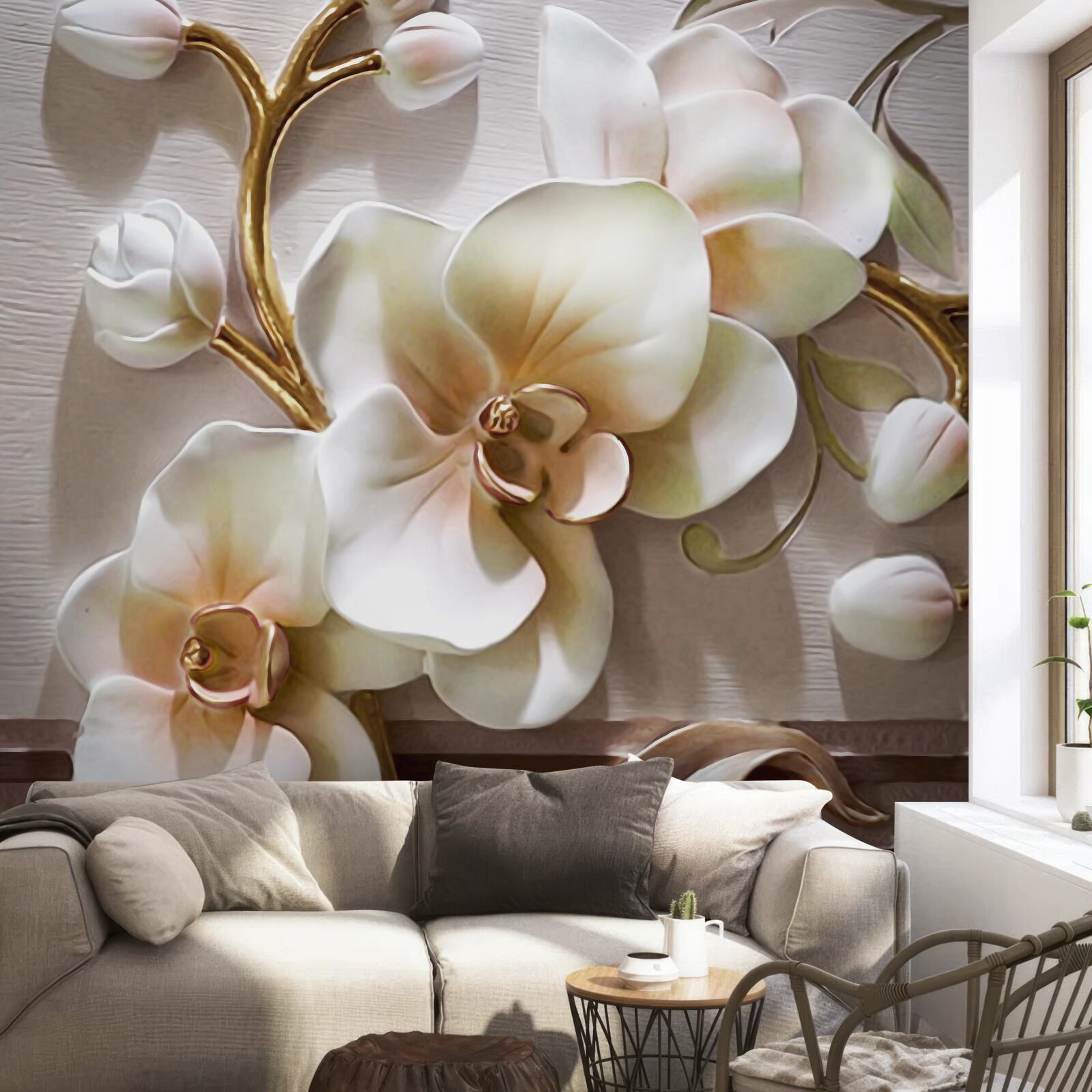 Fotobehang prachtige takken van een sneeuwwitte orchidee