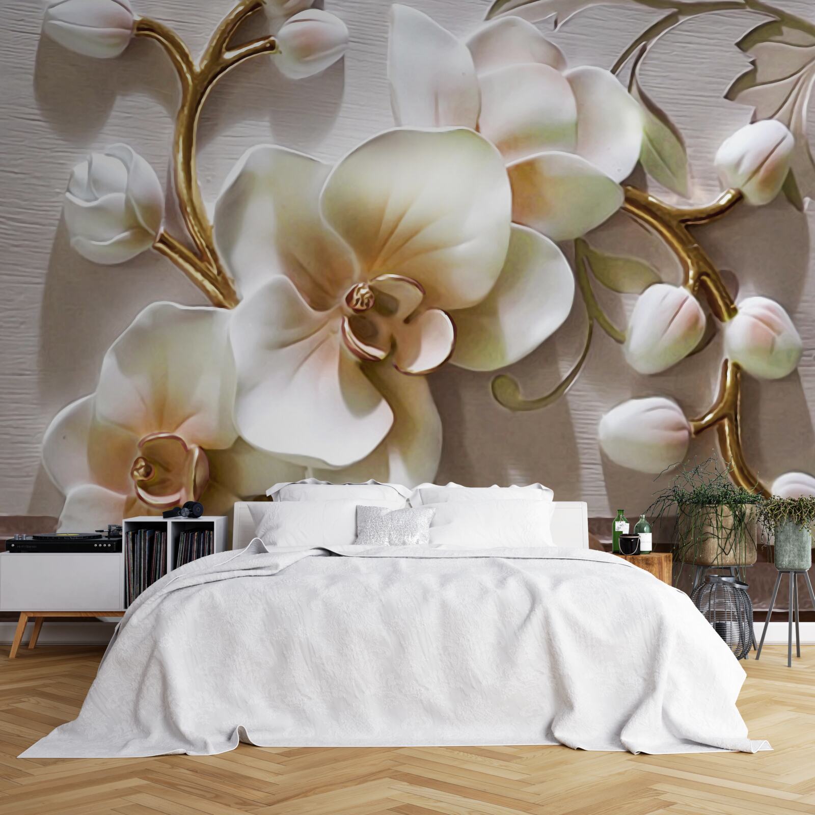 Fotobehang prachtige takken van een sneeuwwitte orchidee