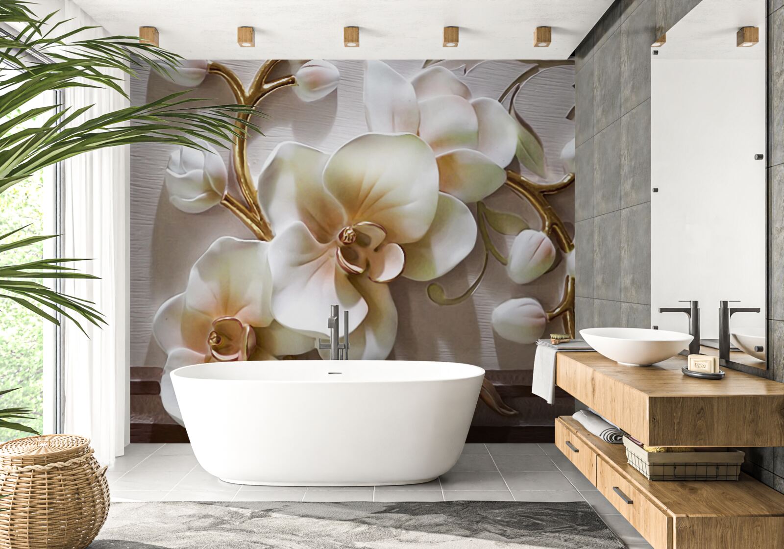 Fotobehang prachtige takken van een sneeuwwitte orchidee