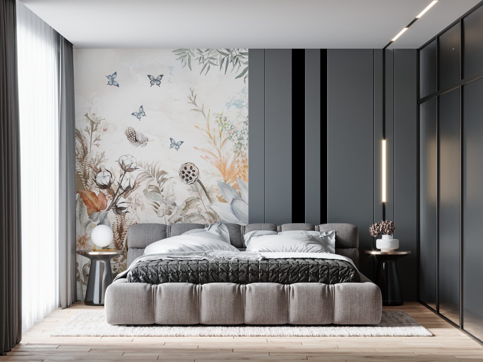 Fotobehang vlinders en bloeiende regenwouden