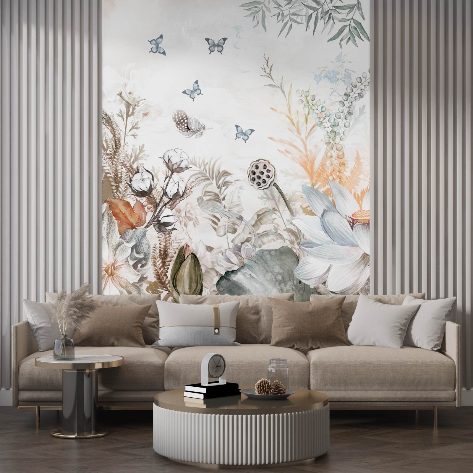 Fotobehang vlinders en bloeiende regenwouden