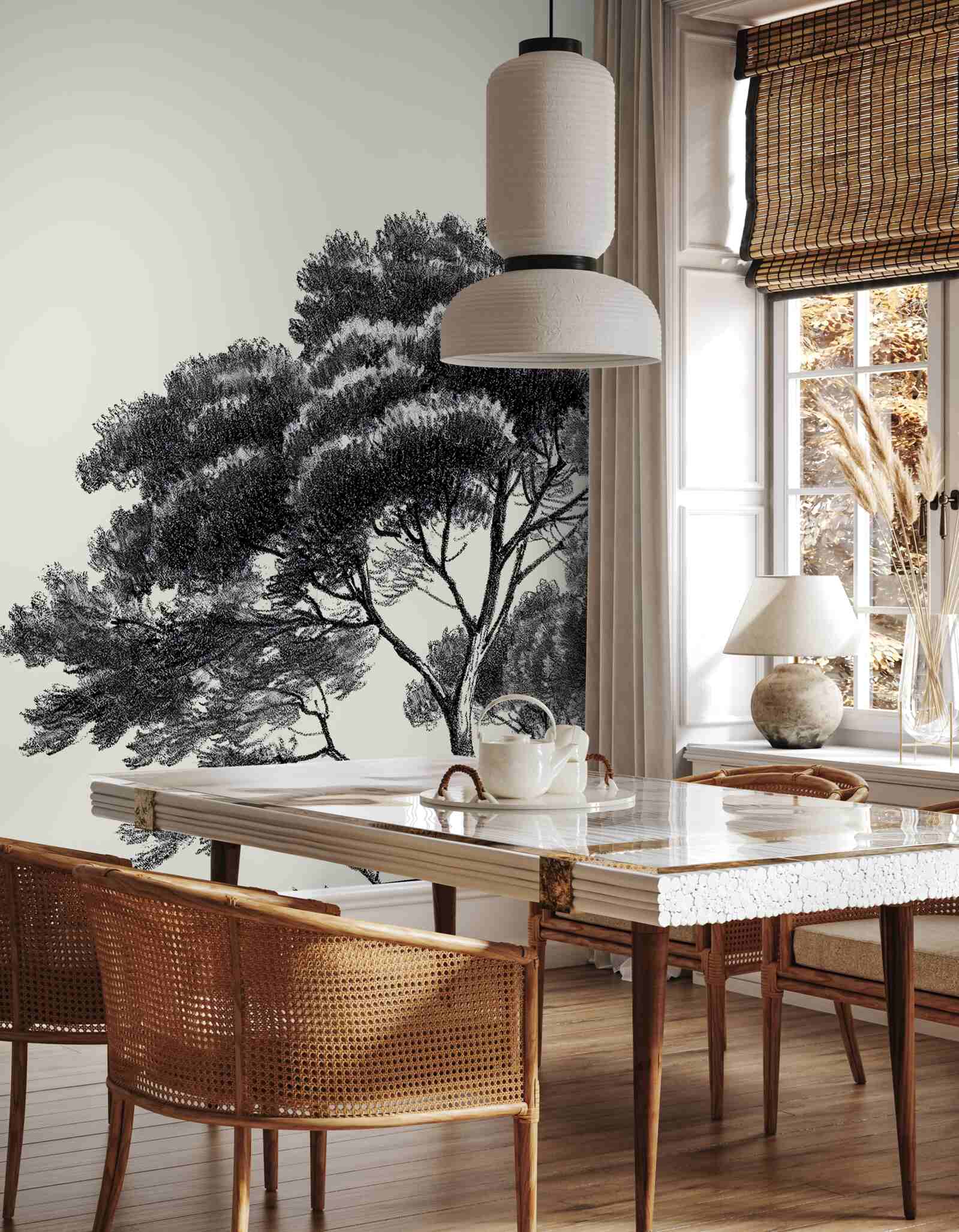 Fotobehang dicht begroeide grote boom