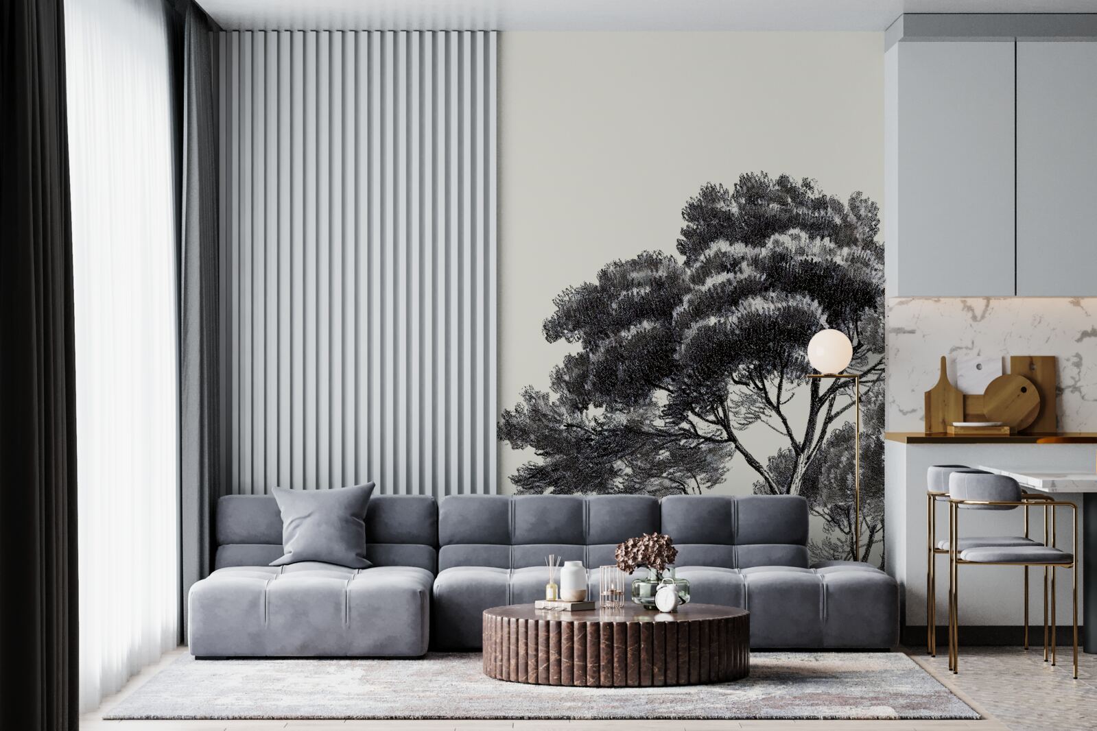 Fotobehang dicht begroeide grote boom