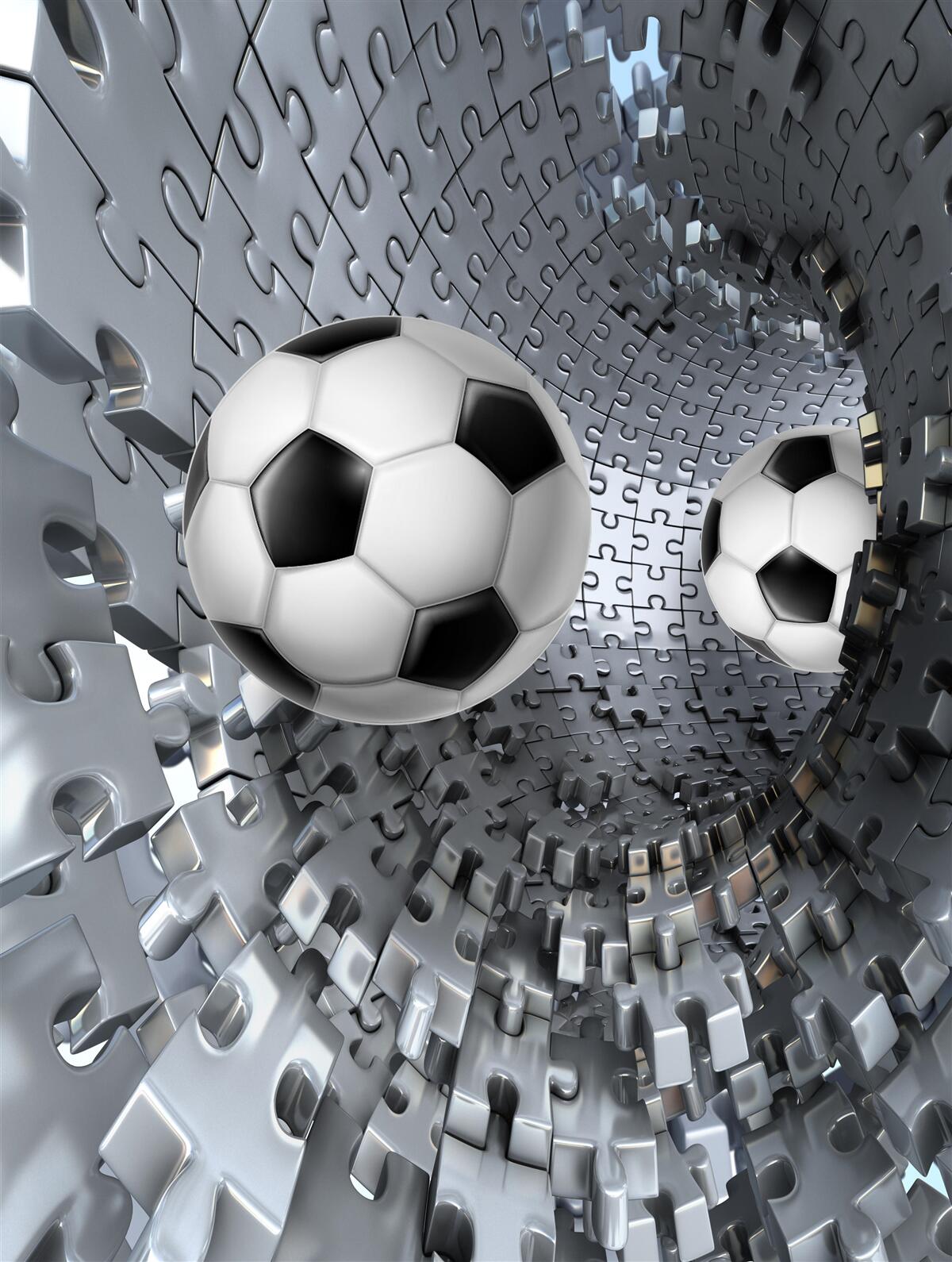 Fotobehang fragmenten van het vortexmozaïek omringen een voetbal