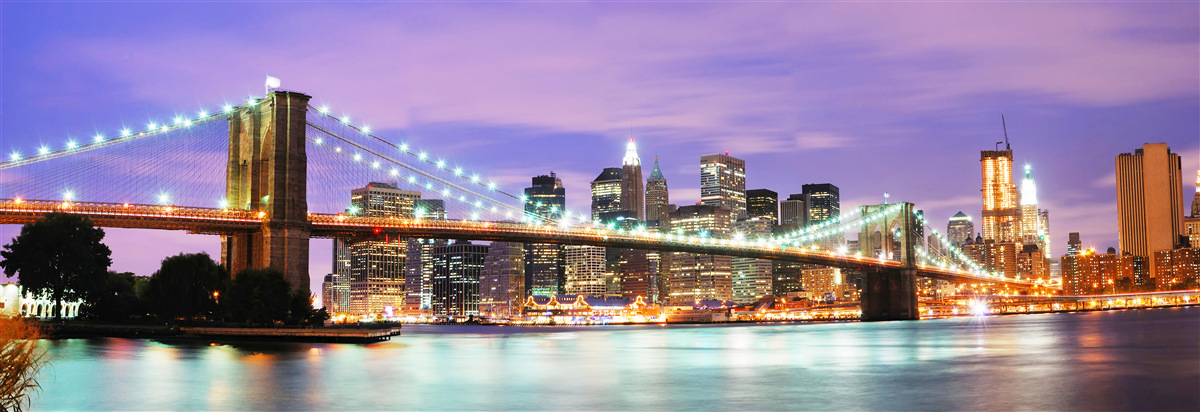 Fotobehang uitzicht op manhattan bij nacht