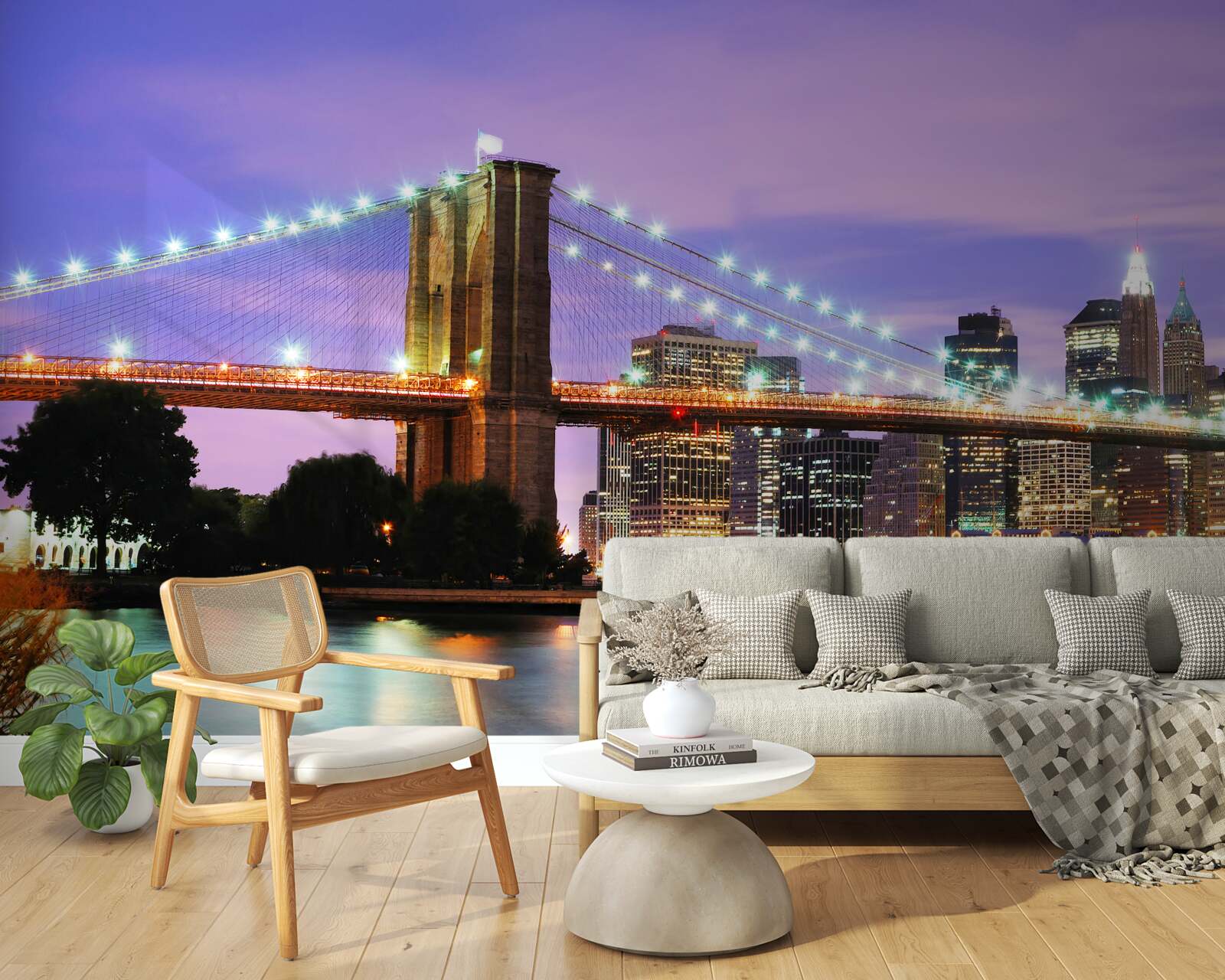 Fotobehang uitzicht op manhattan bij nacht