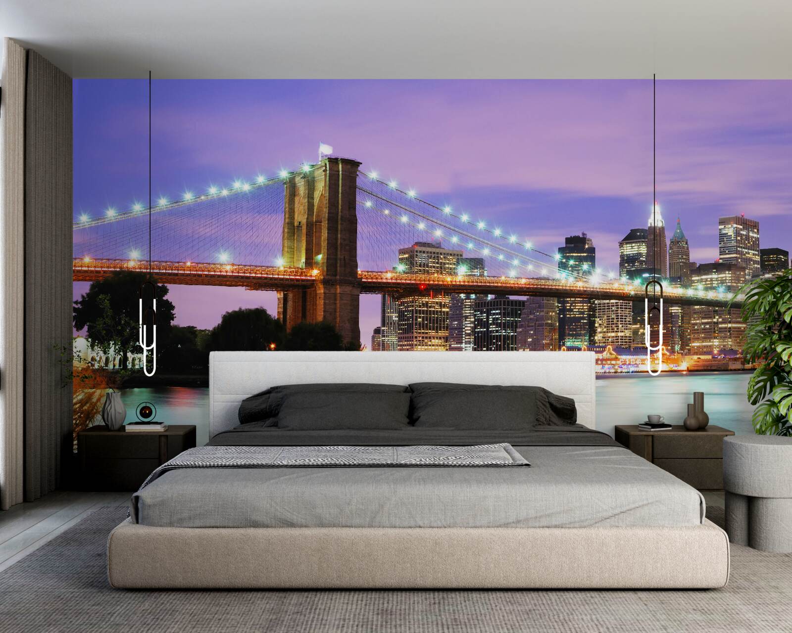 Fotobehang uitzicht op manhattan bij nacht