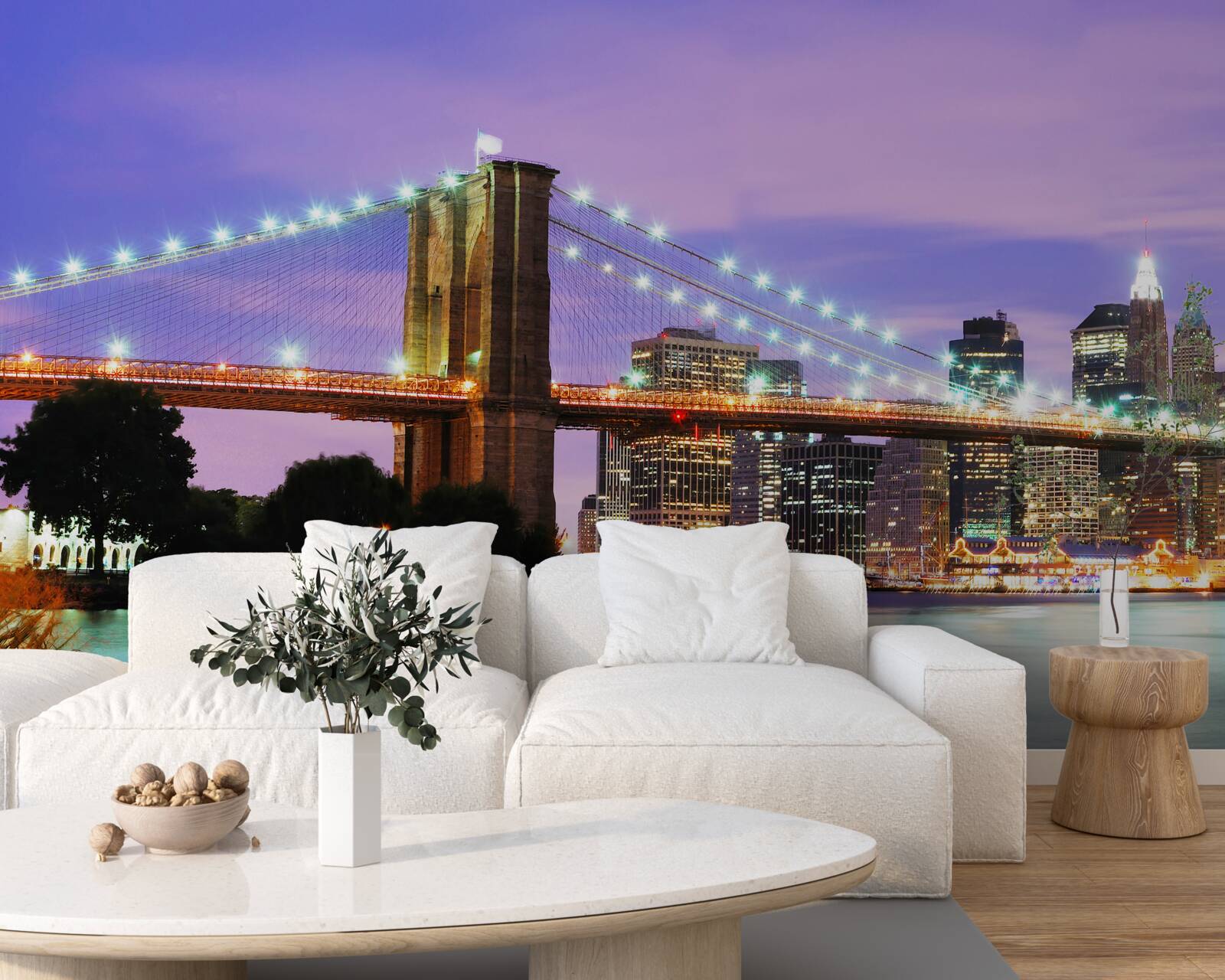 Fotobehang uitzicht op manhattan bij nacht