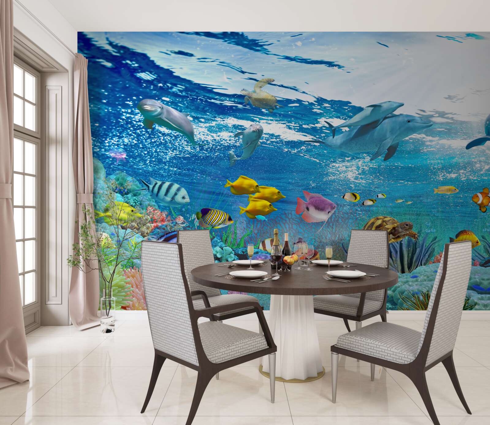 Fotobehang De wereld onder water op diepte