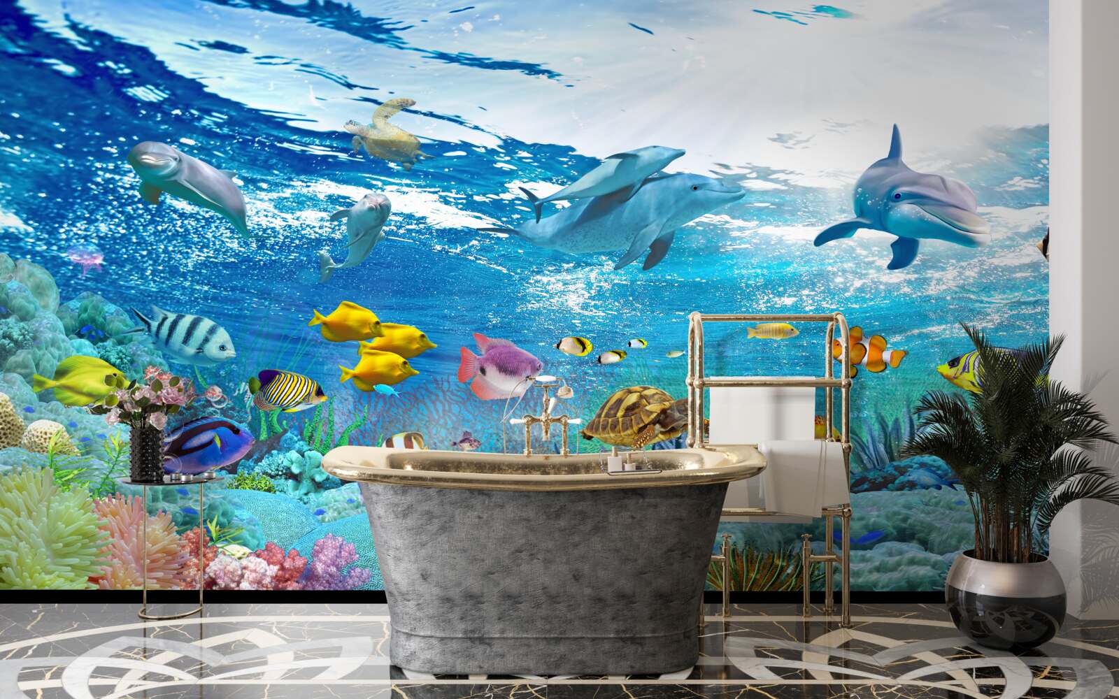 Fotobehang De wereld onder water op diepte