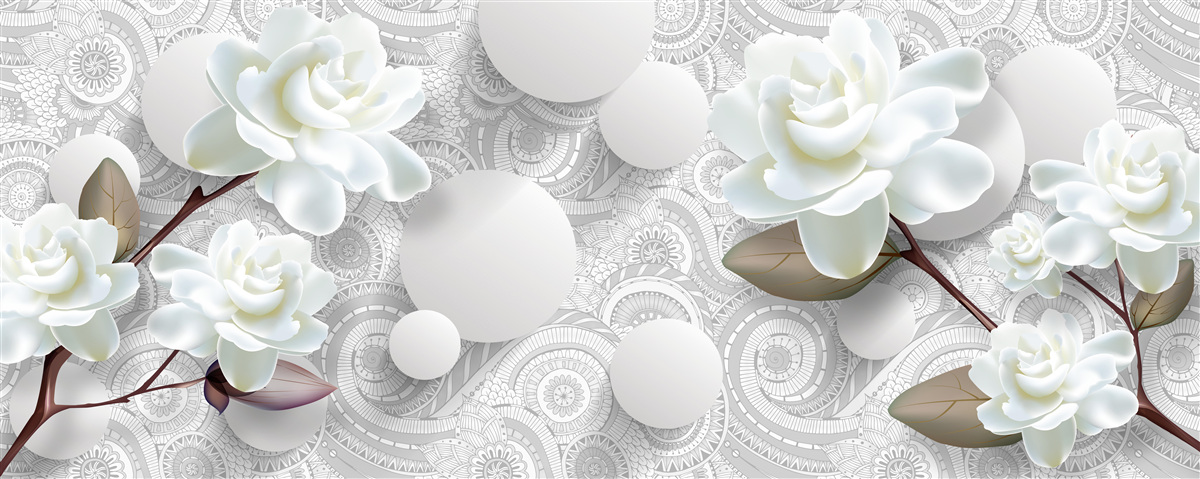 Fotobehang de schoonheid van de witte bloemknoppen wordt weerspiegeld in het water