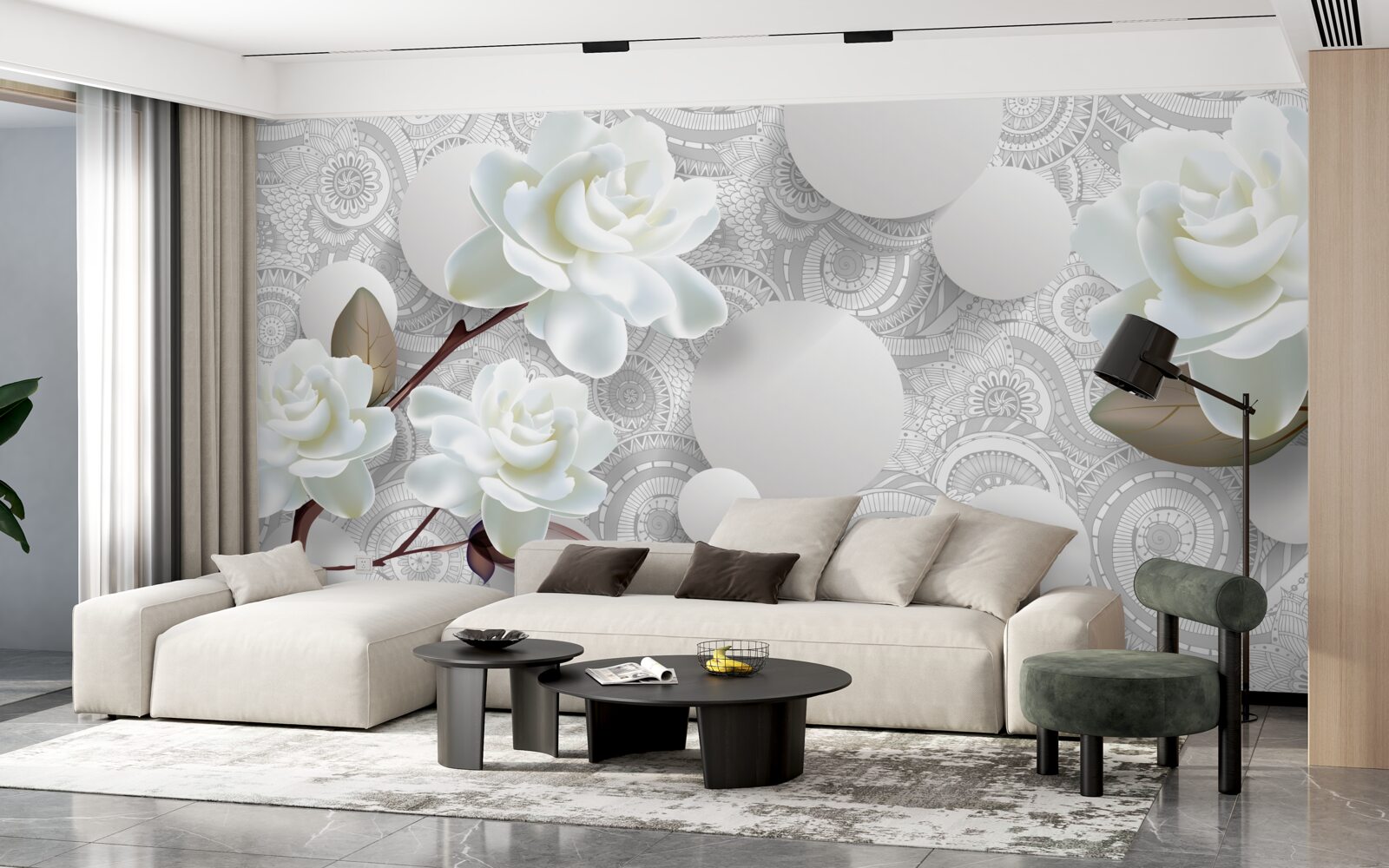 Fotobehang de schoonheid van de witte bloemknoppen wordt weerspiegeld in het water