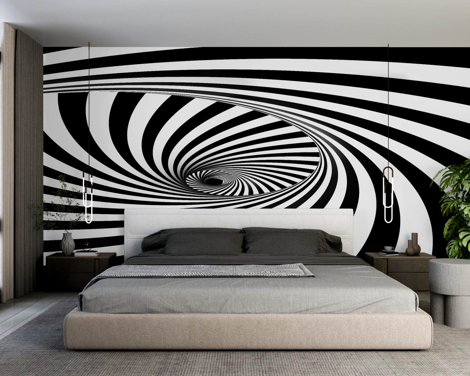 Fotobehang vortex absorbeert strepen wit en zwart