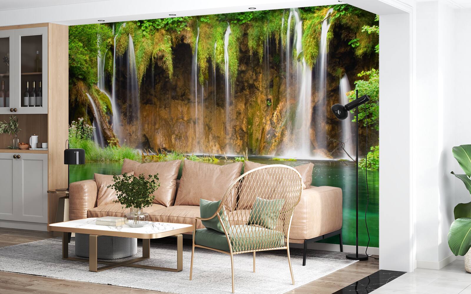 Fotobehang een mooie waterval in de bergen