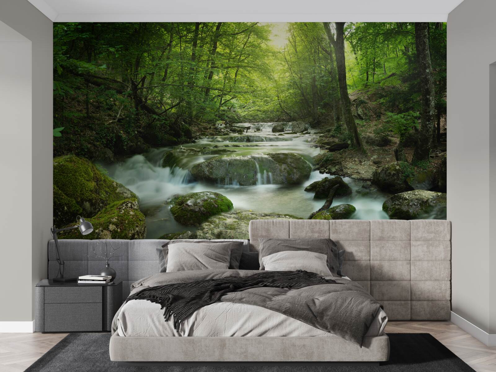 Fotobehang kalm water van een boswaterval