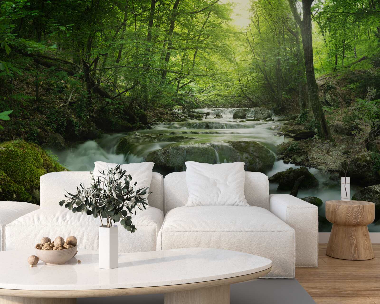 Fotobehang kalm water van een boswaterval