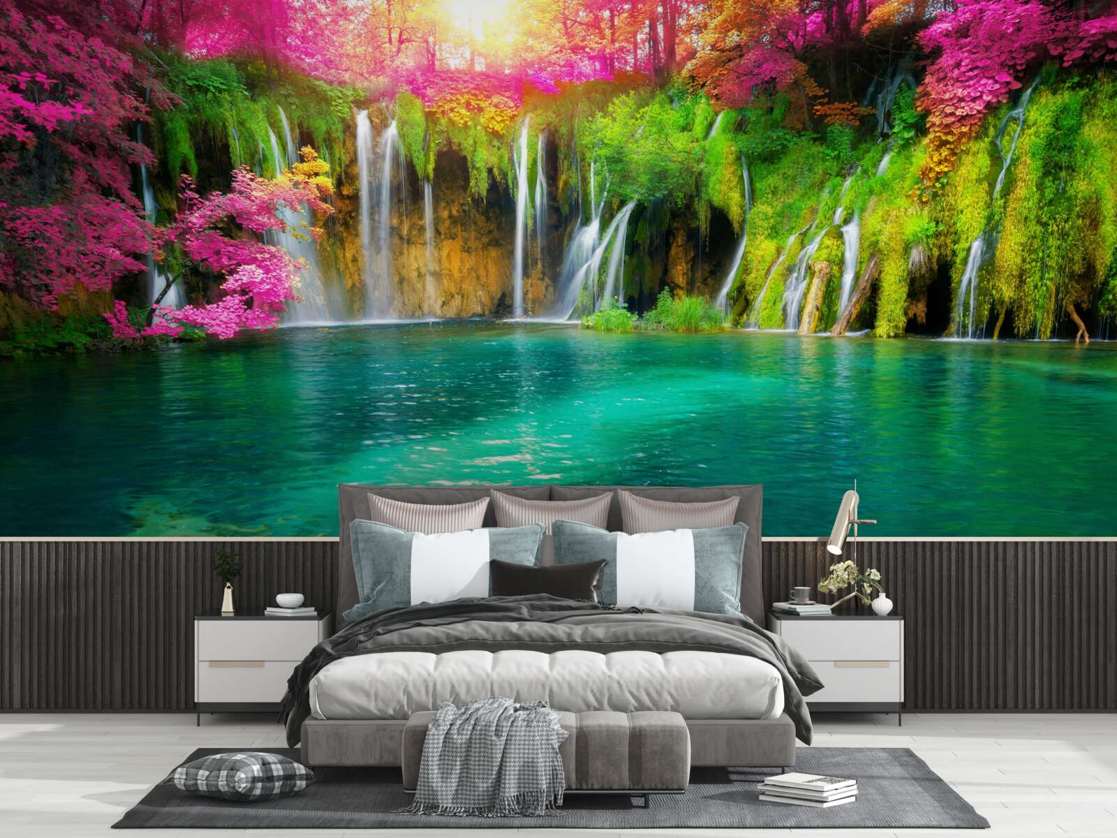 Fotobehang de waterval heeft helder water en ziet eruit als een stukje paradijs