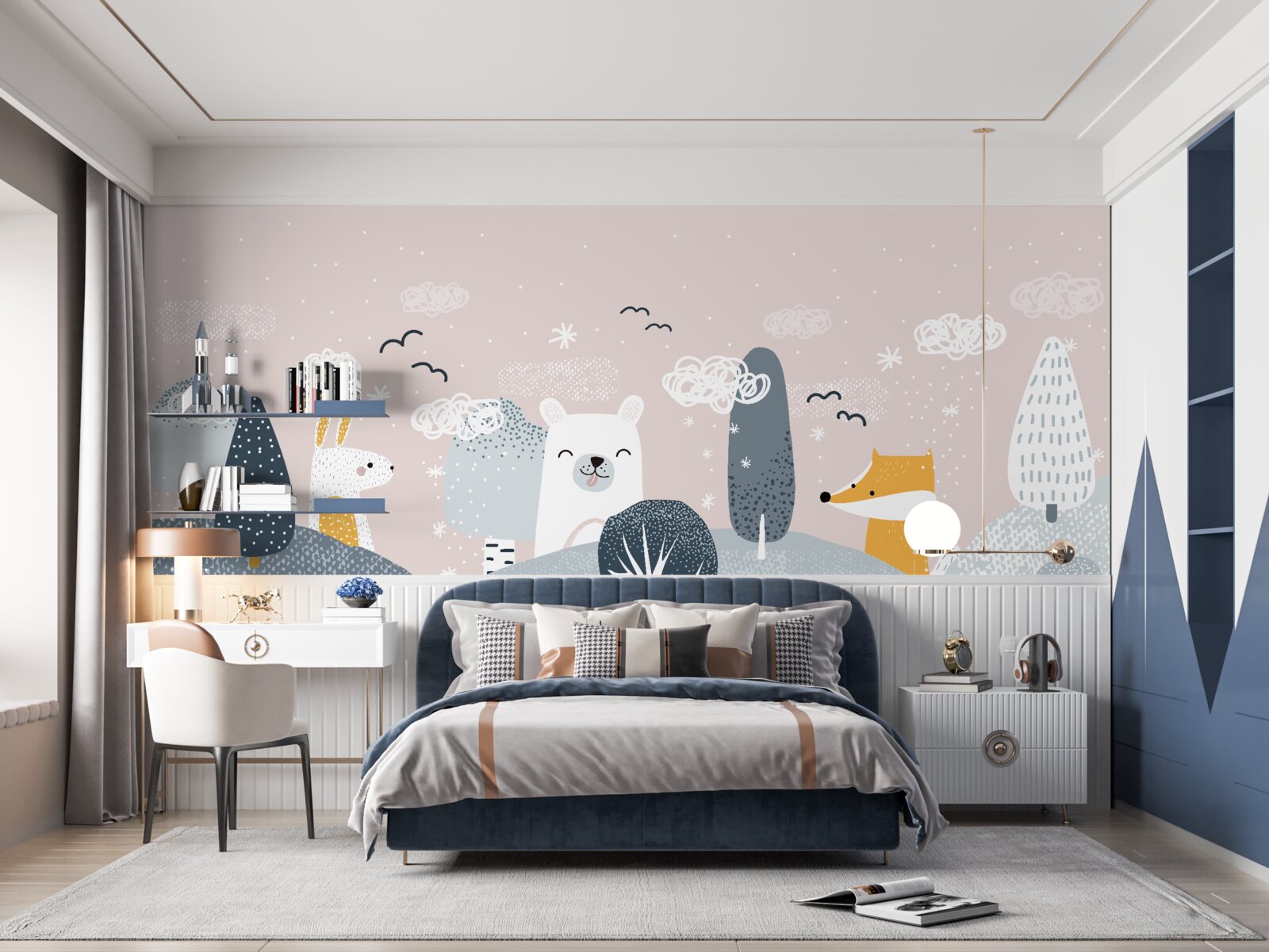 Fotobehang dieren afgebeeld in het bos