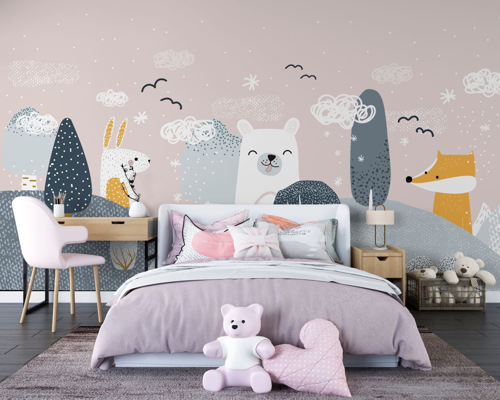 Fotobehang dieren afgebeeld in het bos