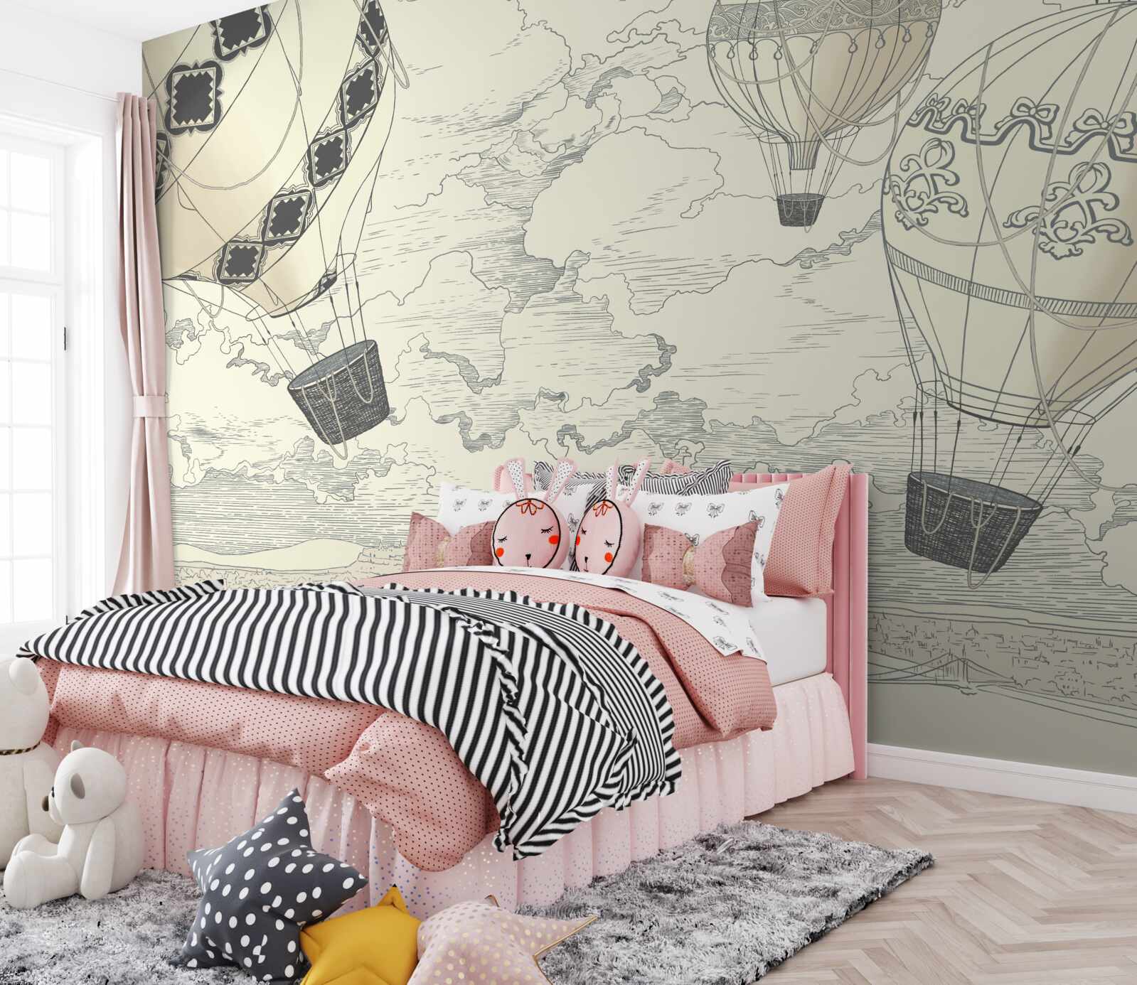 Fotobehang ballonnen zweven in de lucht